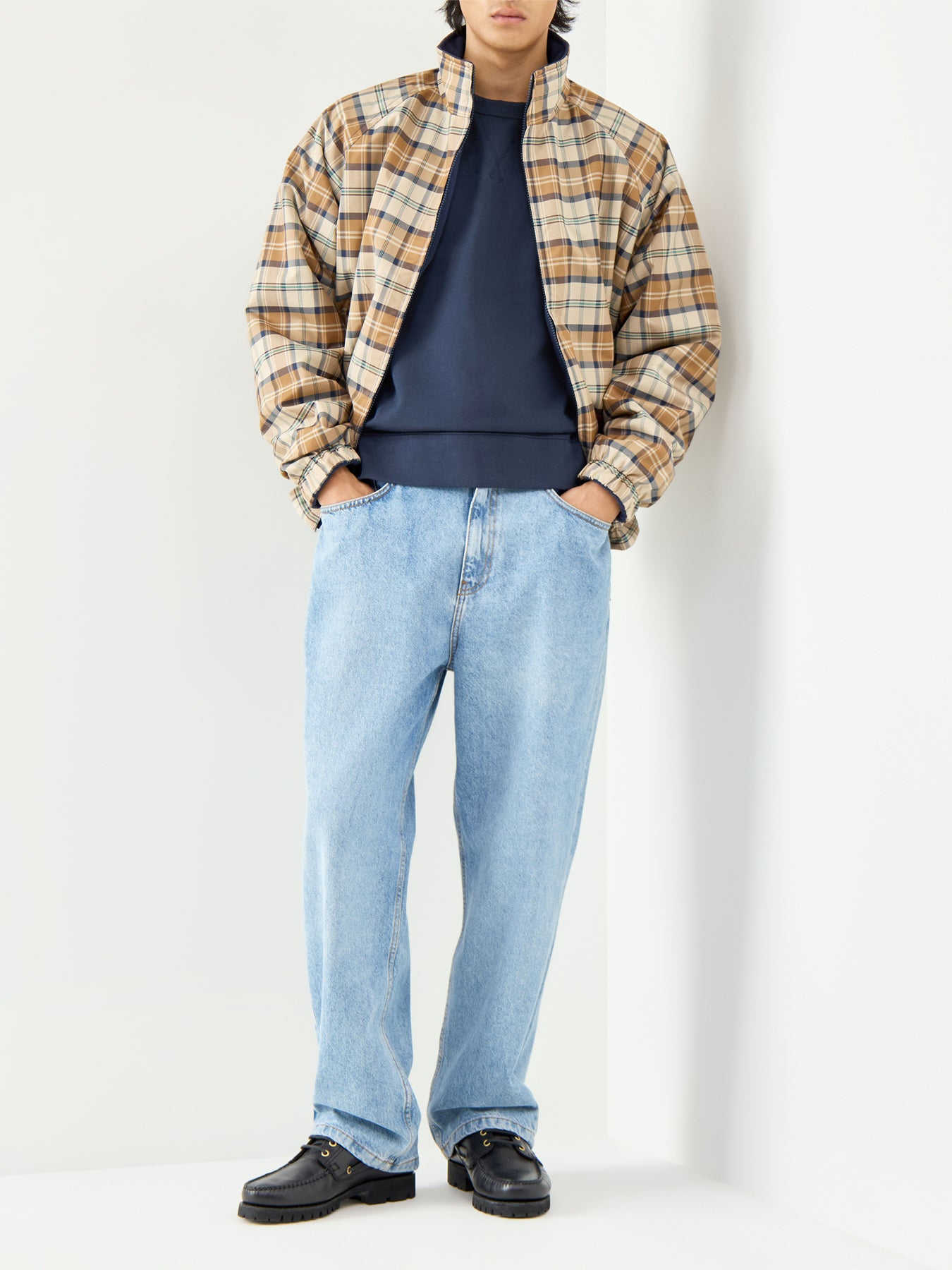 Cotton Navy Long Sleeves Crew Neck Jumper