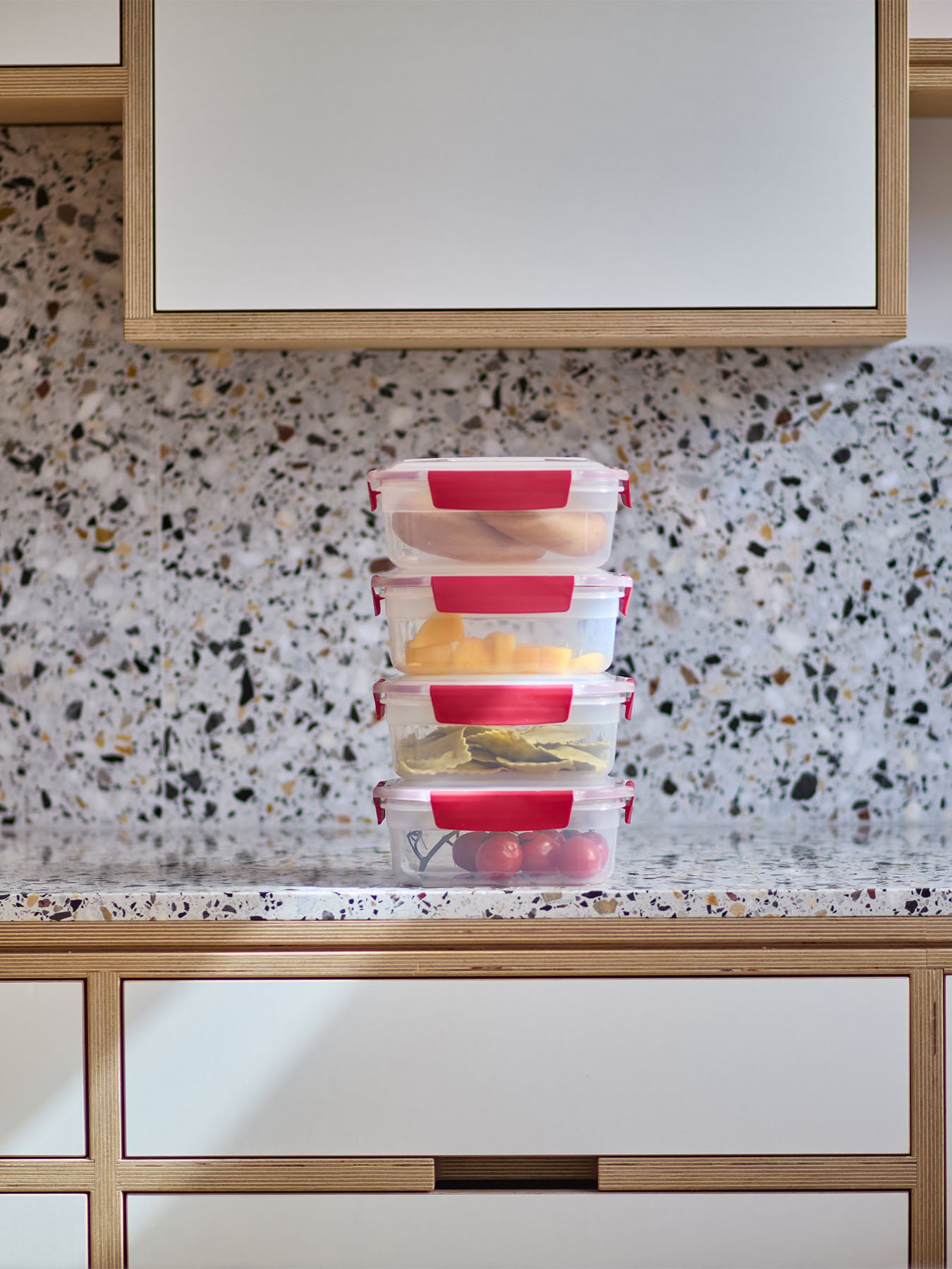 Nest Lock Boxes Rectangular 4Piece 1.1L Red