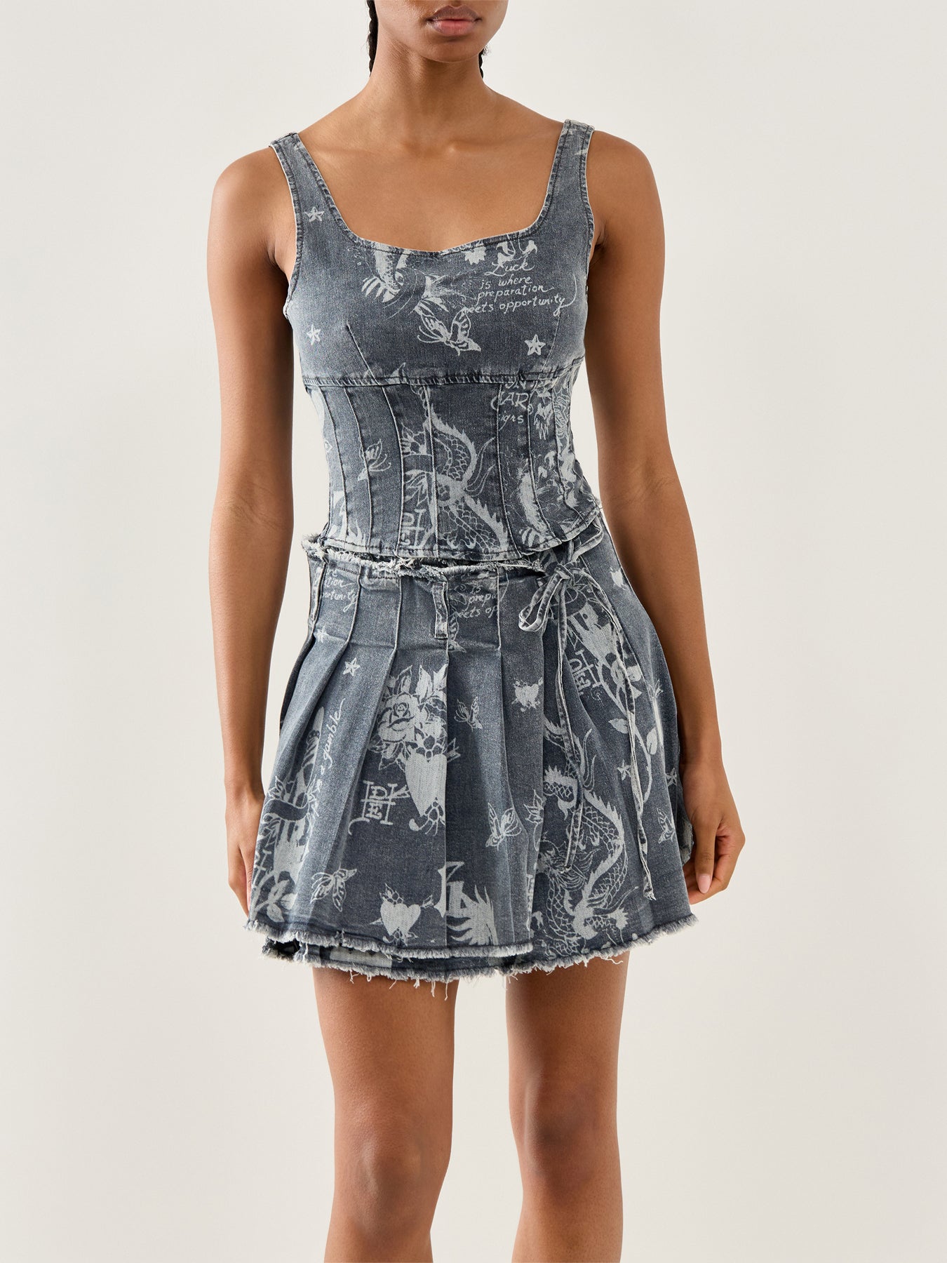 Love Print Corset Top Blue