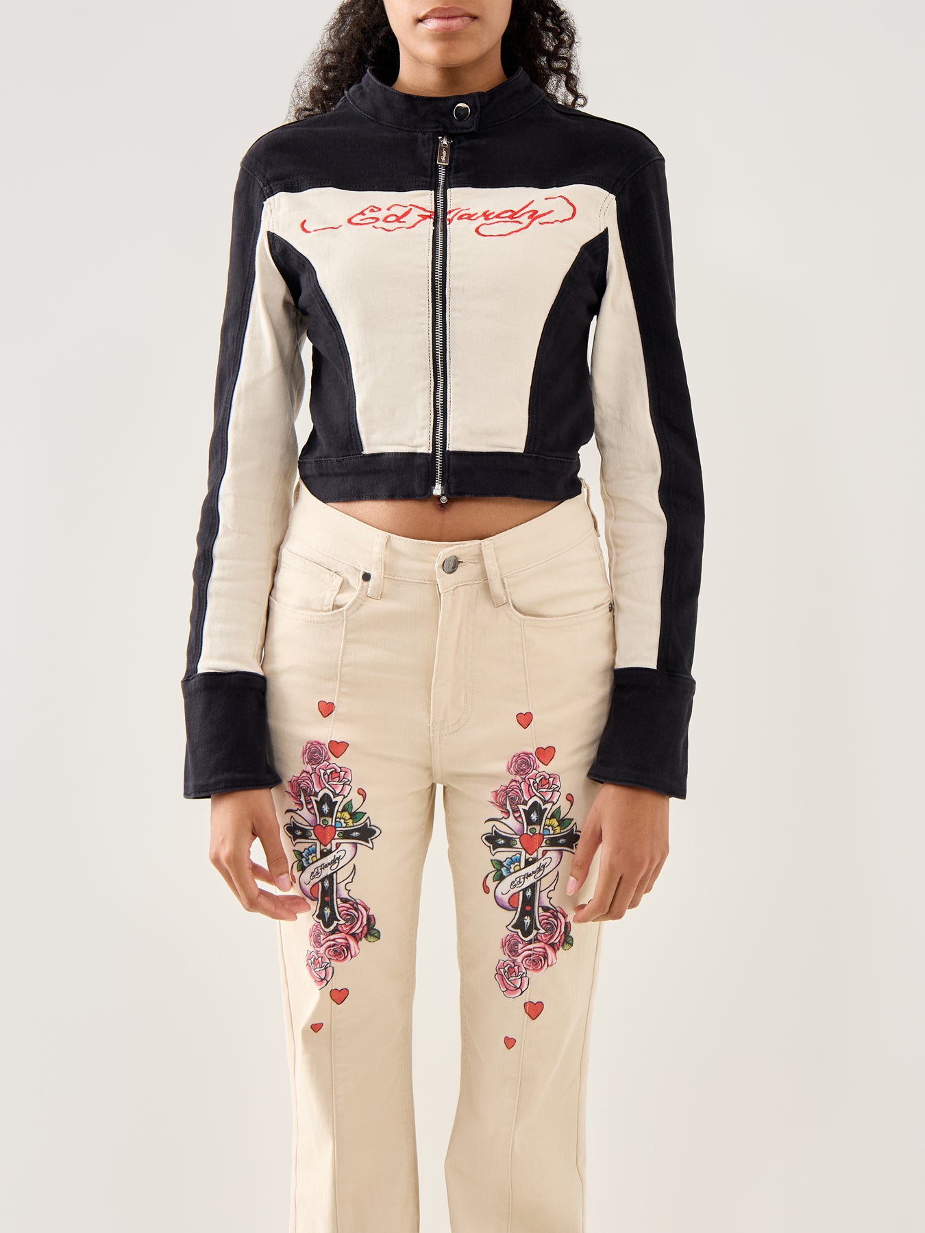 Ed Hardy Fitted Denim Jacket Black