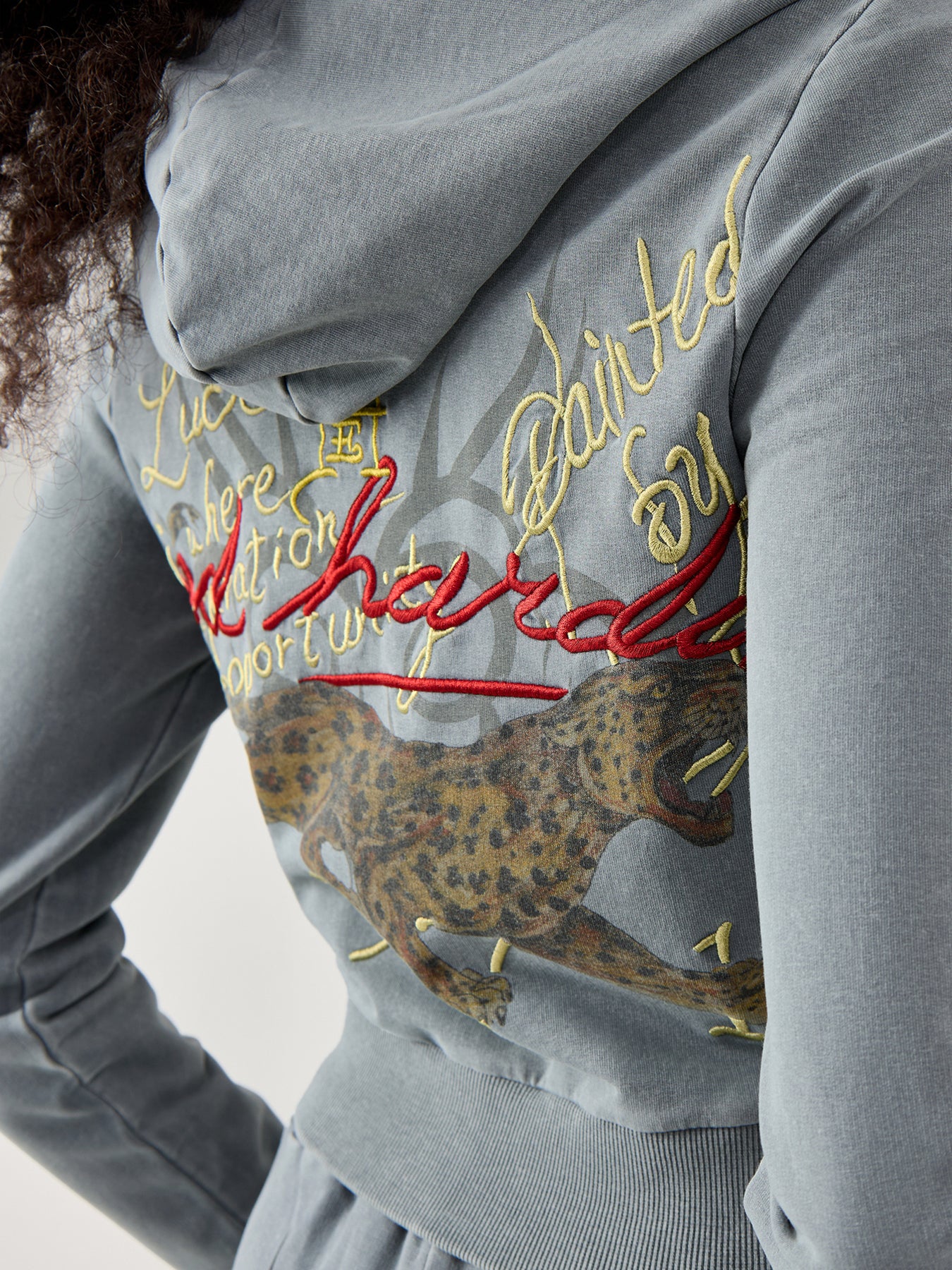 Flaming Tiger Cropped Zip Thru Charcoal