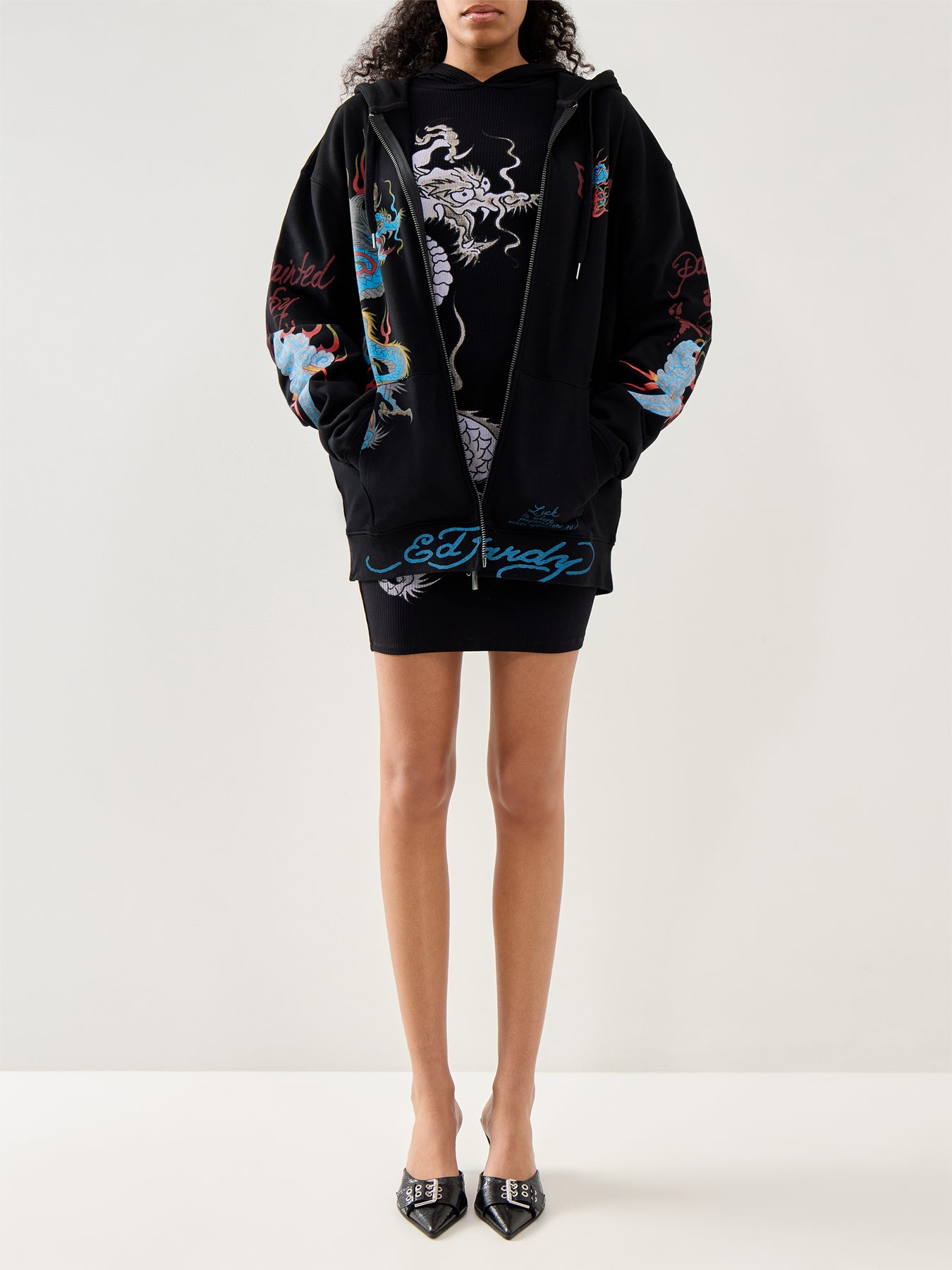 Red Dragon Hoodie Dress Black – Fenwick