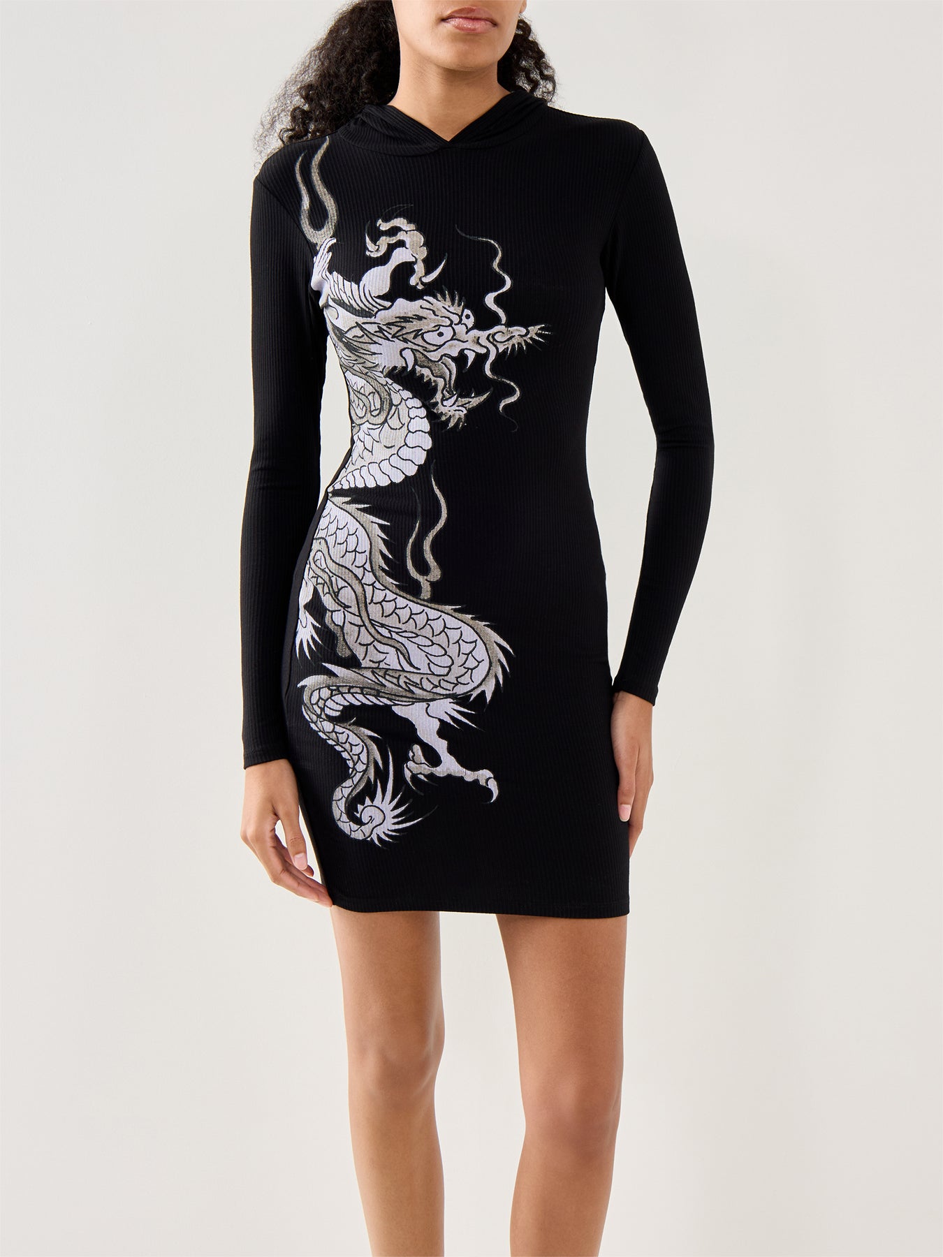 open lace back dress Red Dragon Hoodie Dress Black – Fenwick