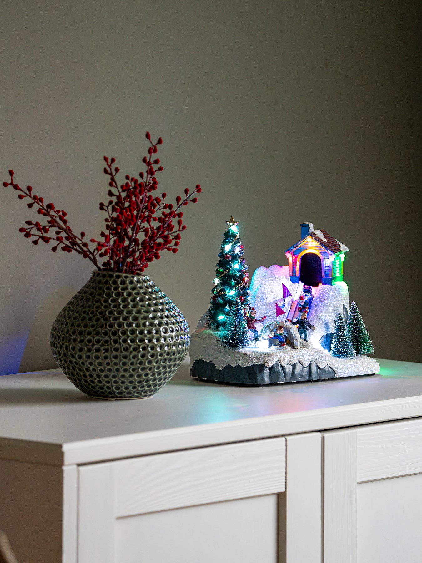 Winter Village Multi-Colour LED Christmas Display with Music & Timer