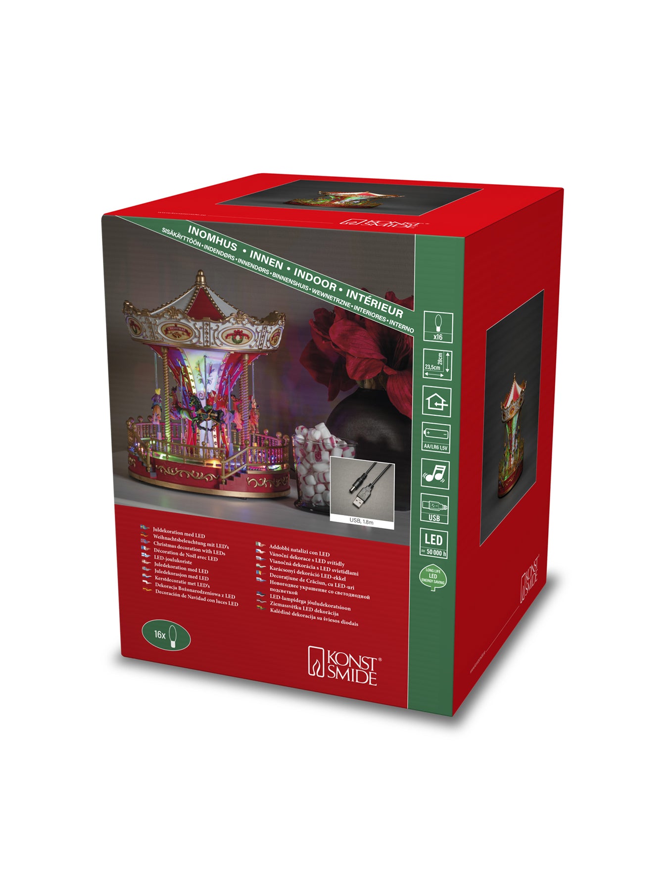 Christmas Mechanical Carousel Decoration LED Music USB