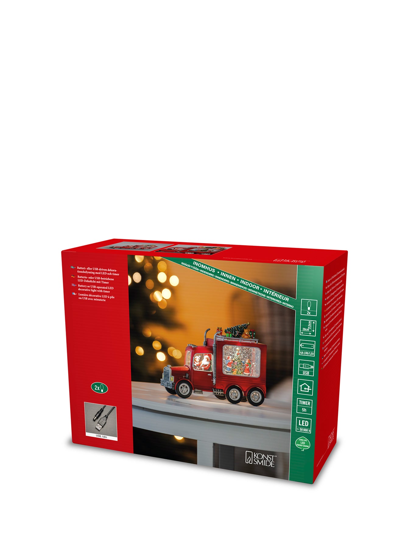 Water Lantern 3xAA Santa's Truck Warm White LED 5Hrs Timer