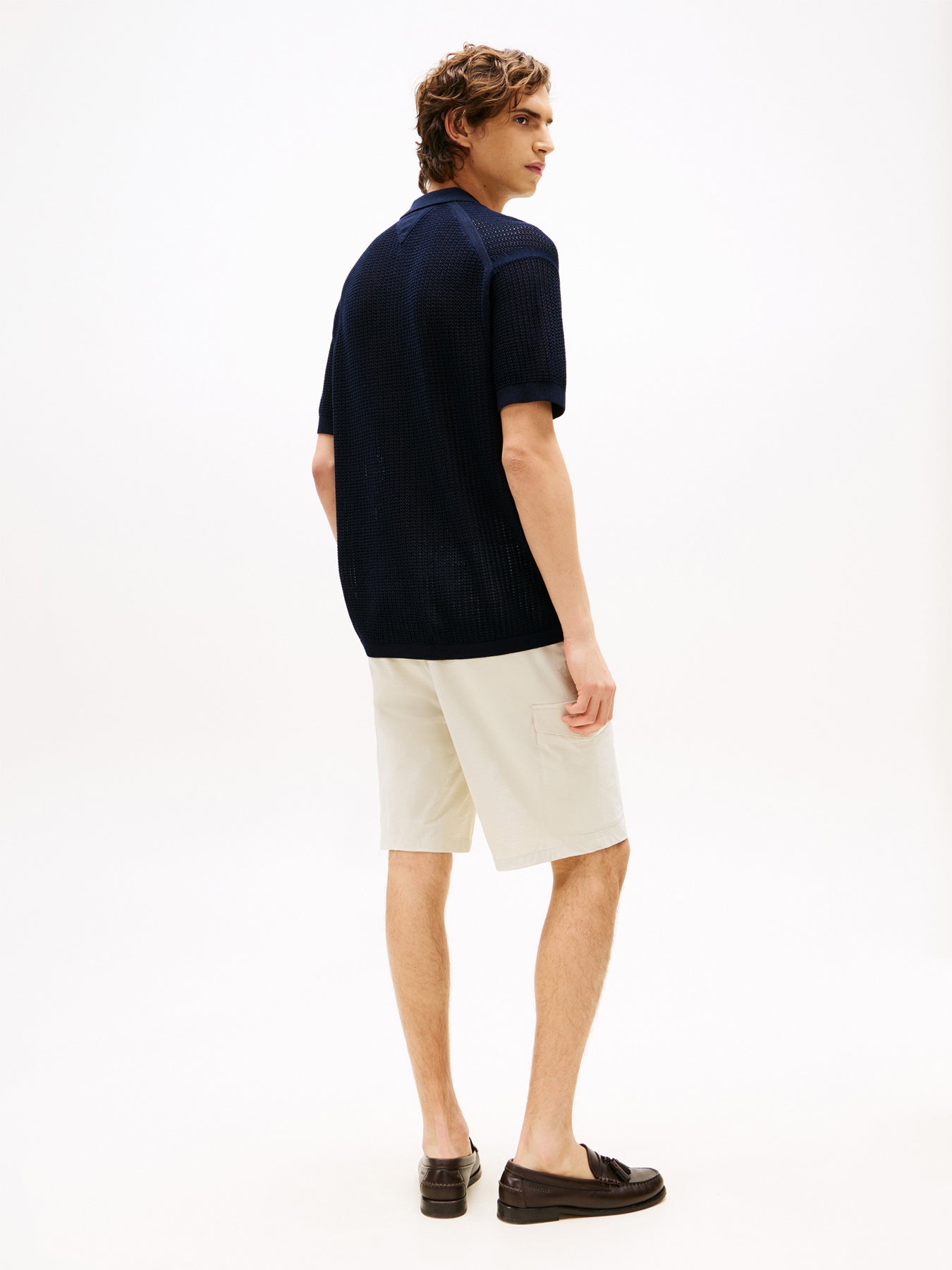 Relaxed Fit Open Knit Short Sleeve Shirt