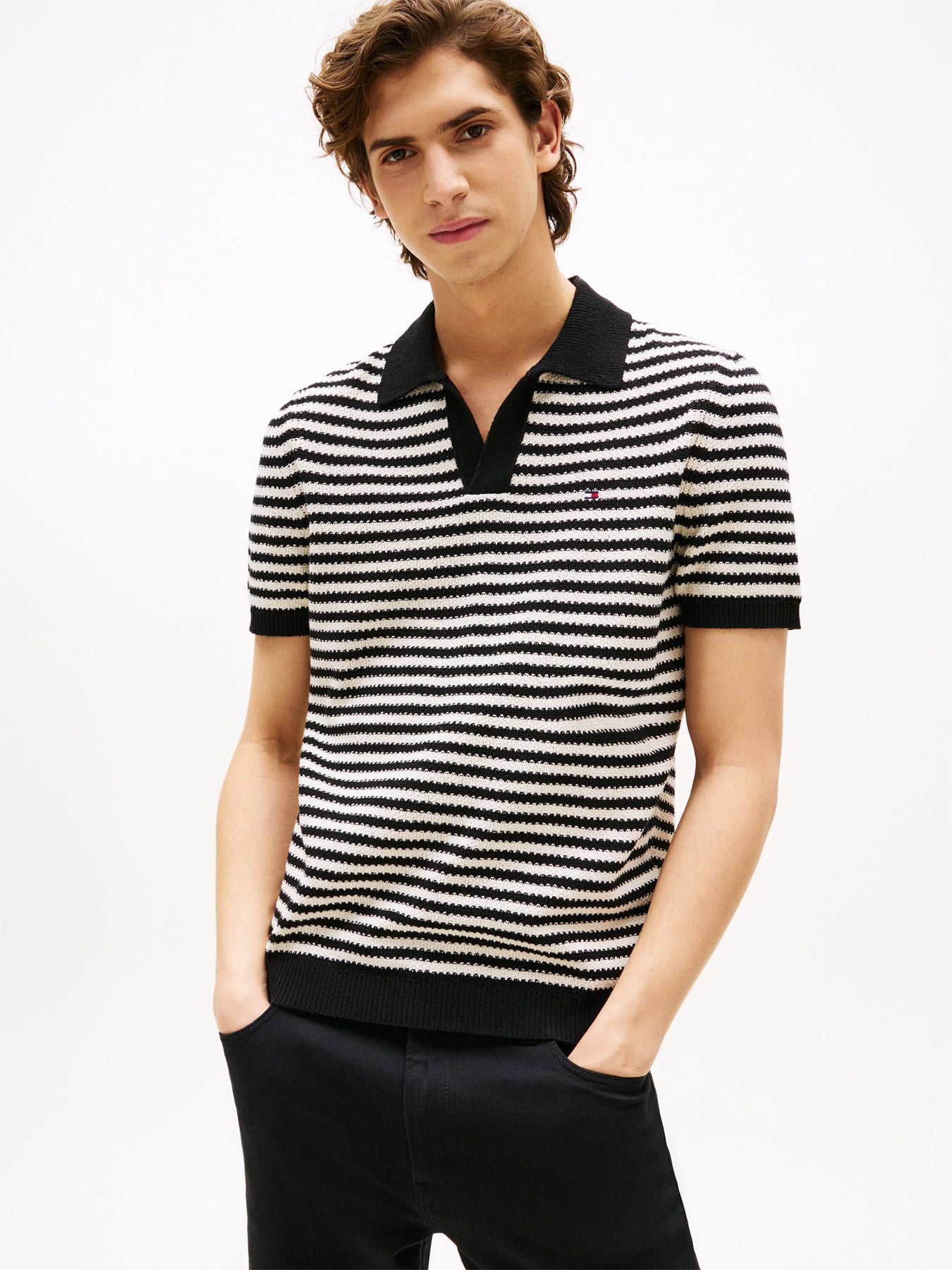 Textured Knit Polo Shirt