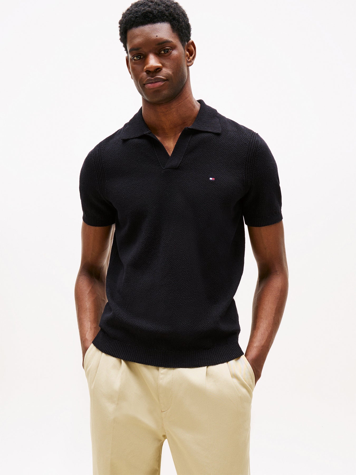 Textured Knit Polo Shirt