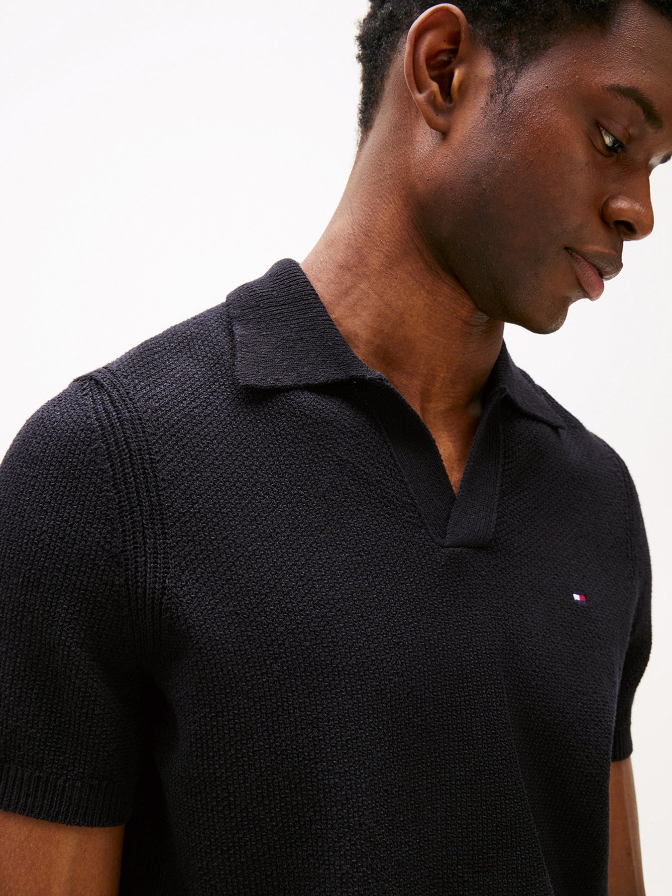 Textured Knit Polo Shirt