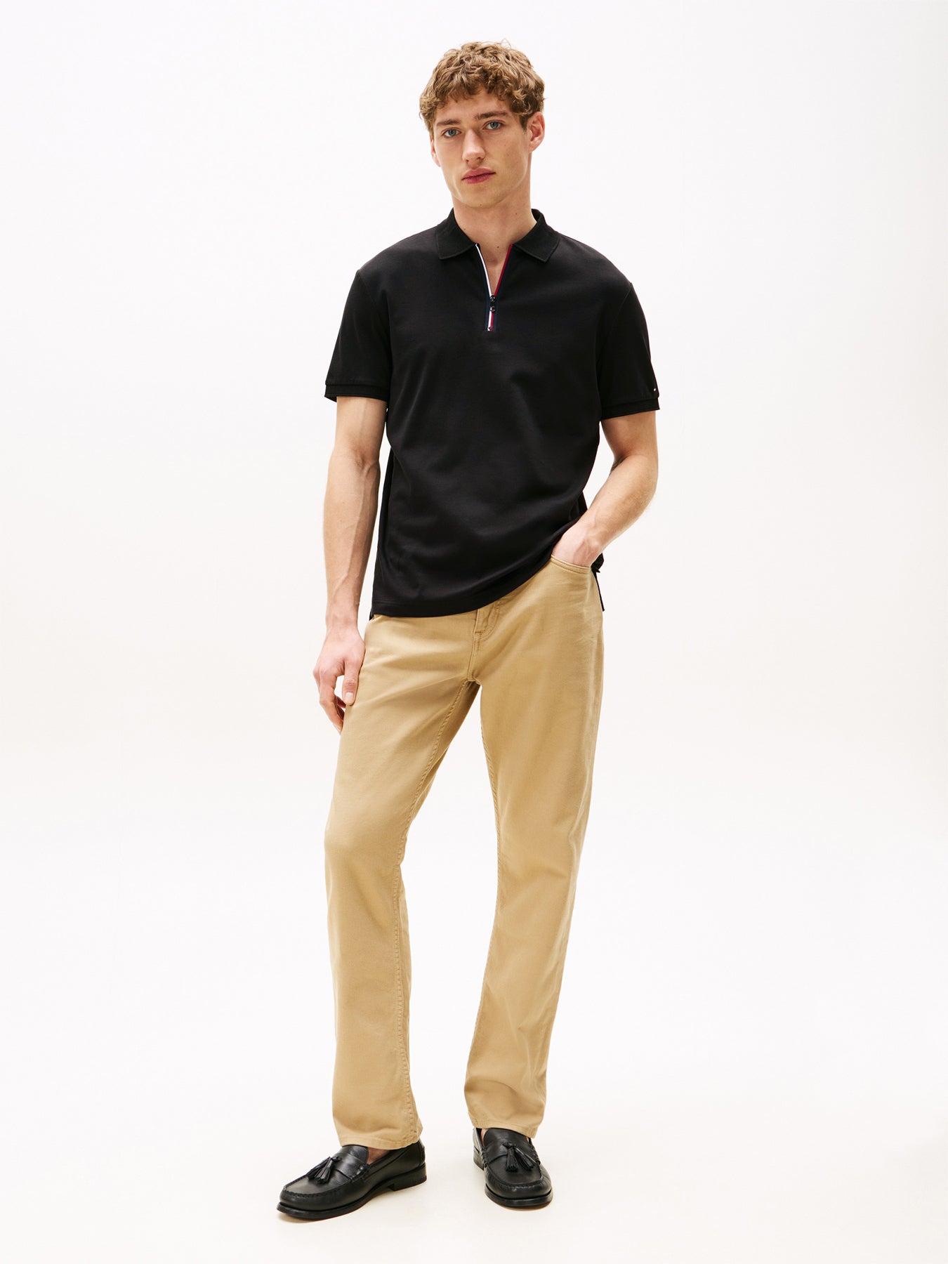 Regular Signature Zip Placket Polo Shirt