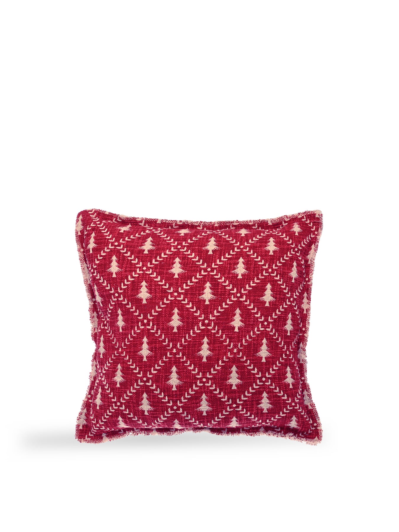 Trellis Cushion Red Poly Fill