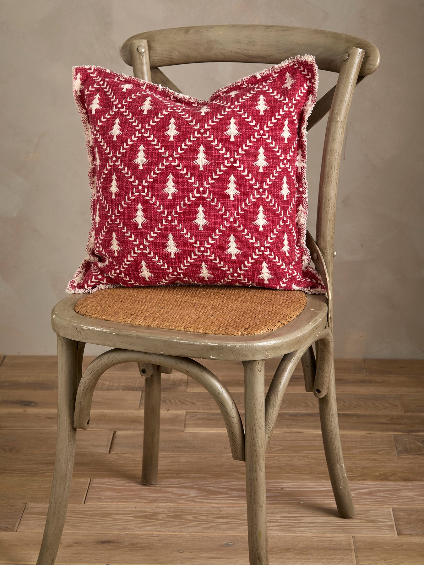 Trellis Cushion Red Poly Fill