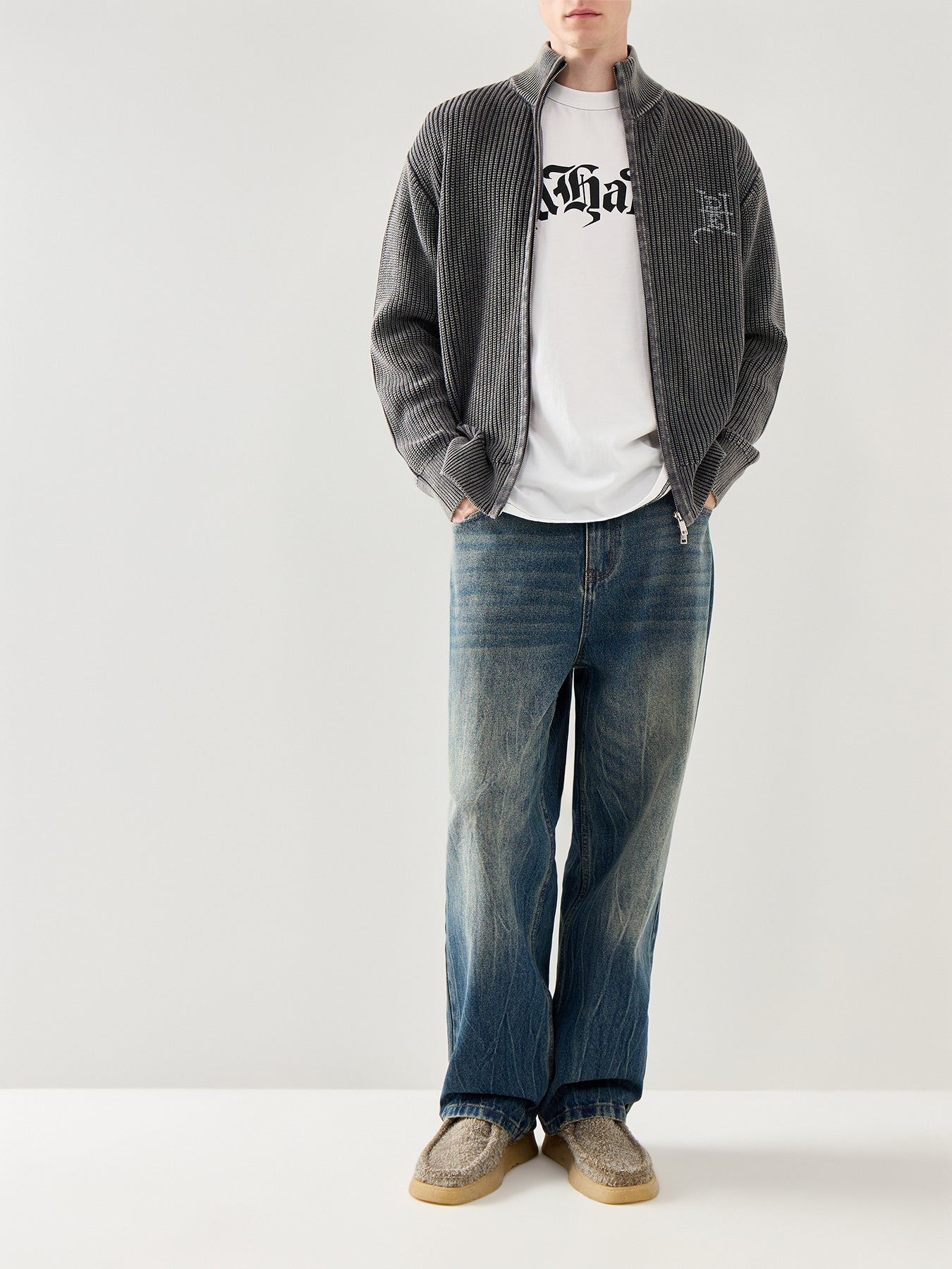 Mens Skull And Snake Zip Through Jumper Black