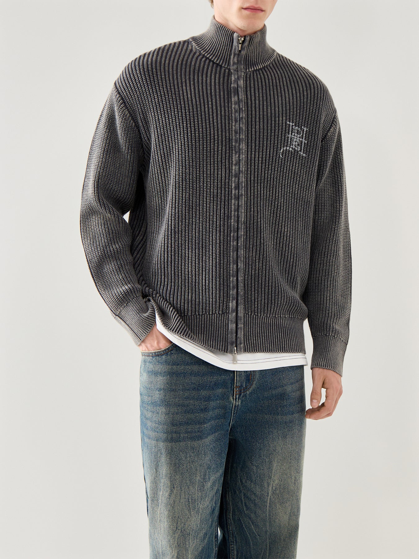 Mens Skull And Snake Zip Through Jumper Black