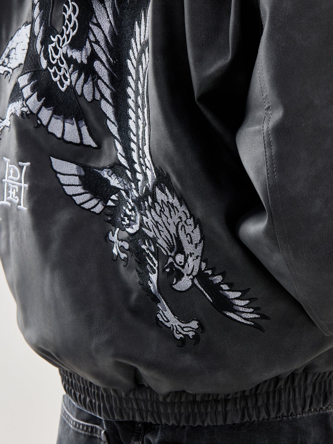 Mens Soaring Eagles Pu Hooded Vegan Leather Jacket