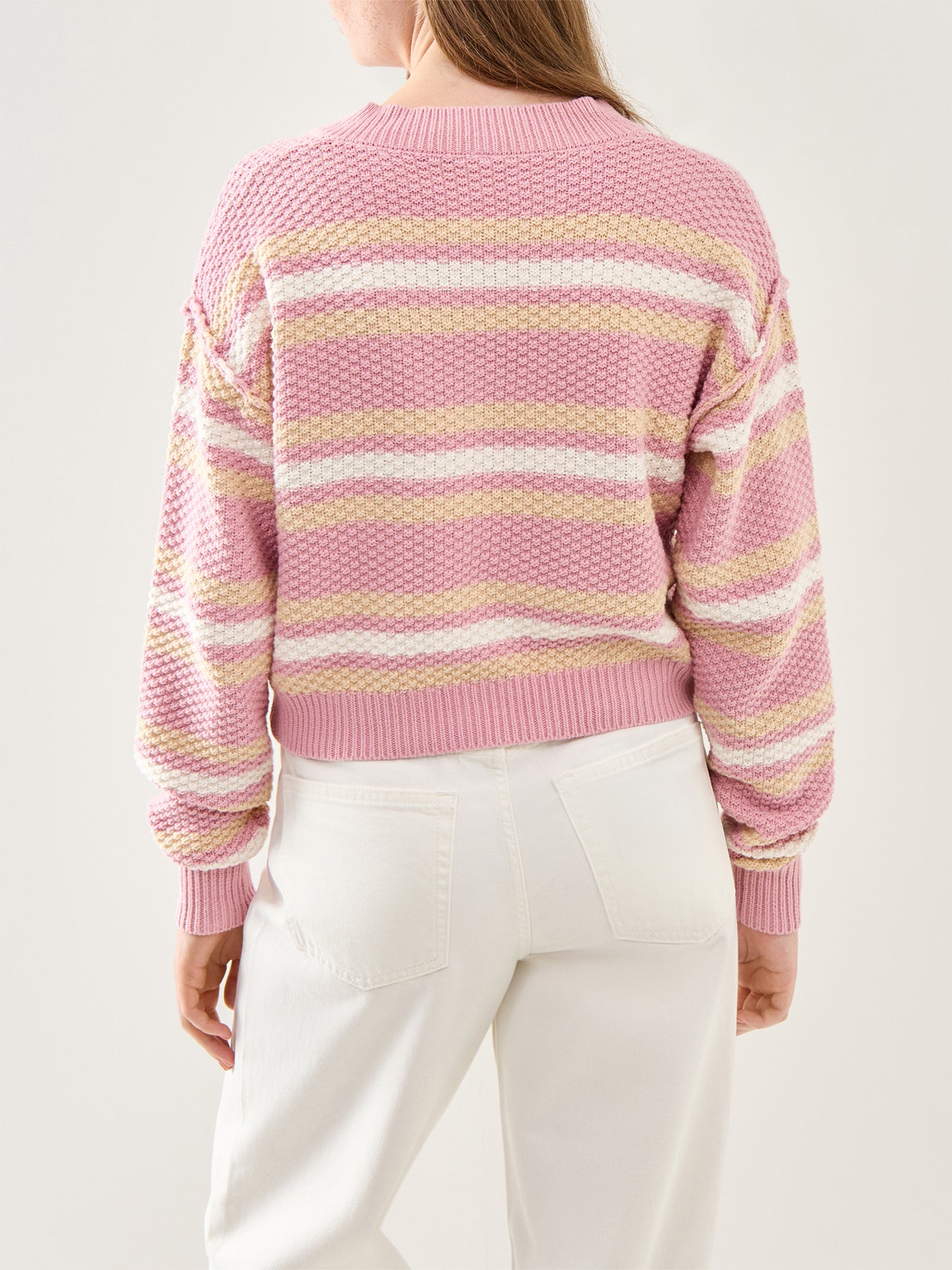 Lila Stripe Cardigan Pink Cotton