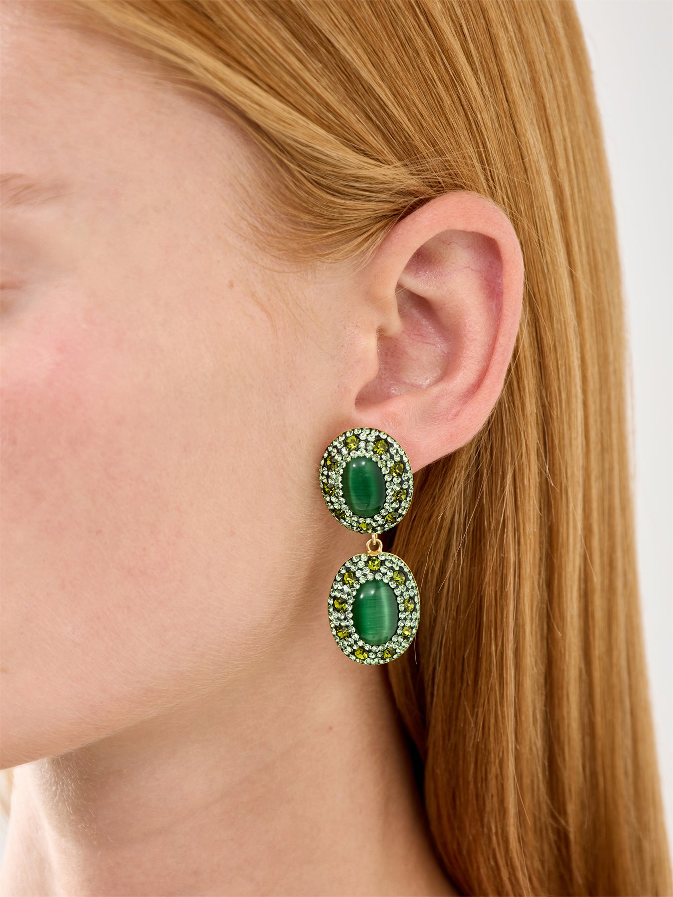 Green Drop Crystal Earrings
