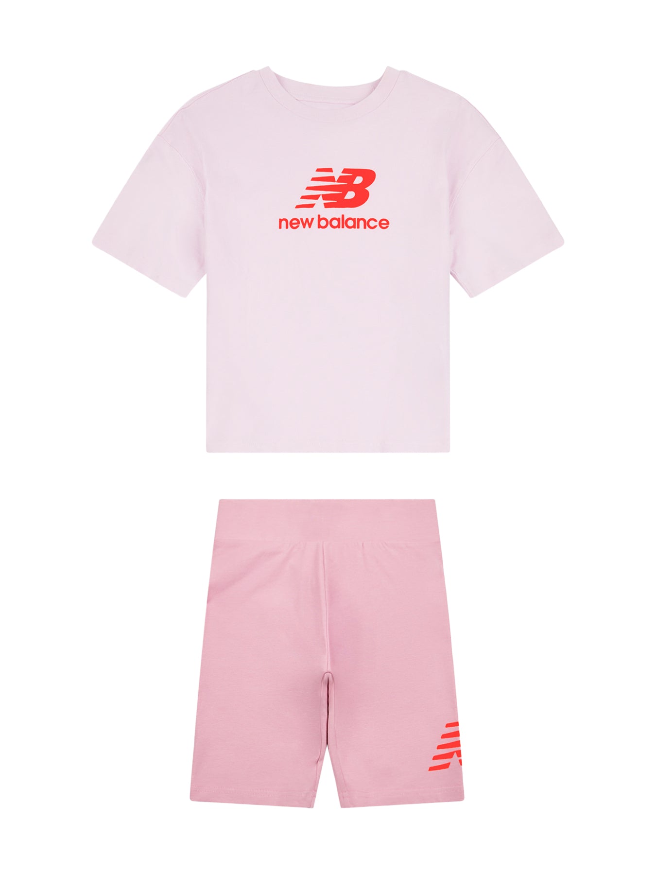 Girls’ Stacked Logo Tee & Cycle Short Set Pink