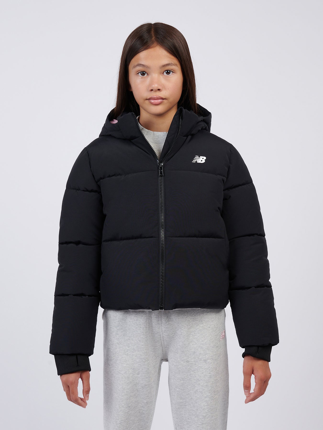 Girls’ Wide Baffle Puffer Coat Black