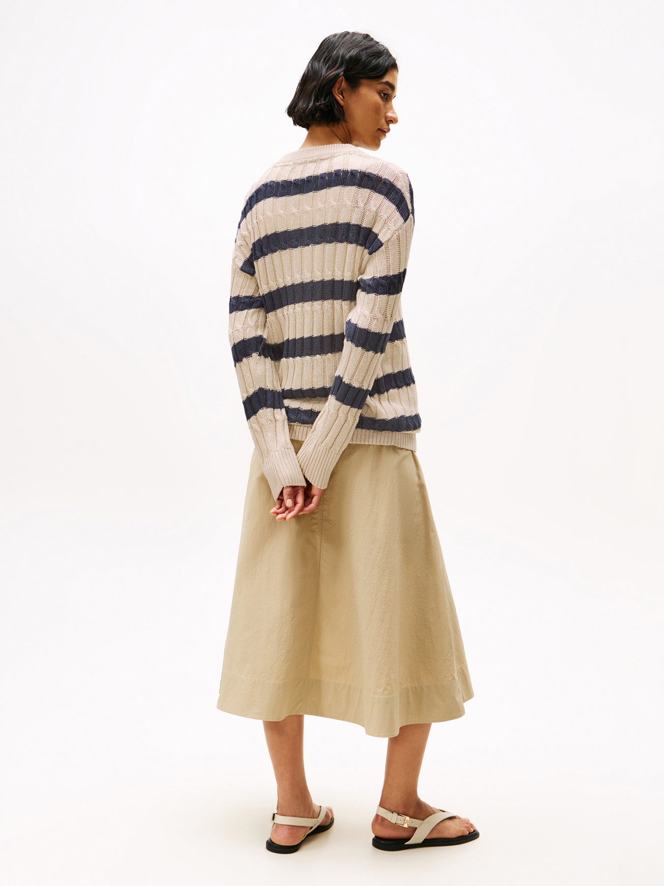 Linen Blend Cable Knit Relaxed Jumper