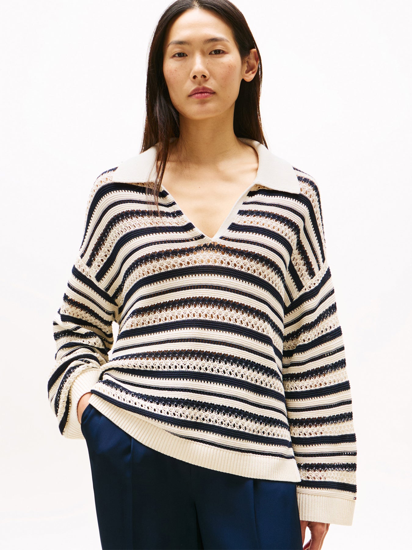 Crochet Oversized Polo Jumper