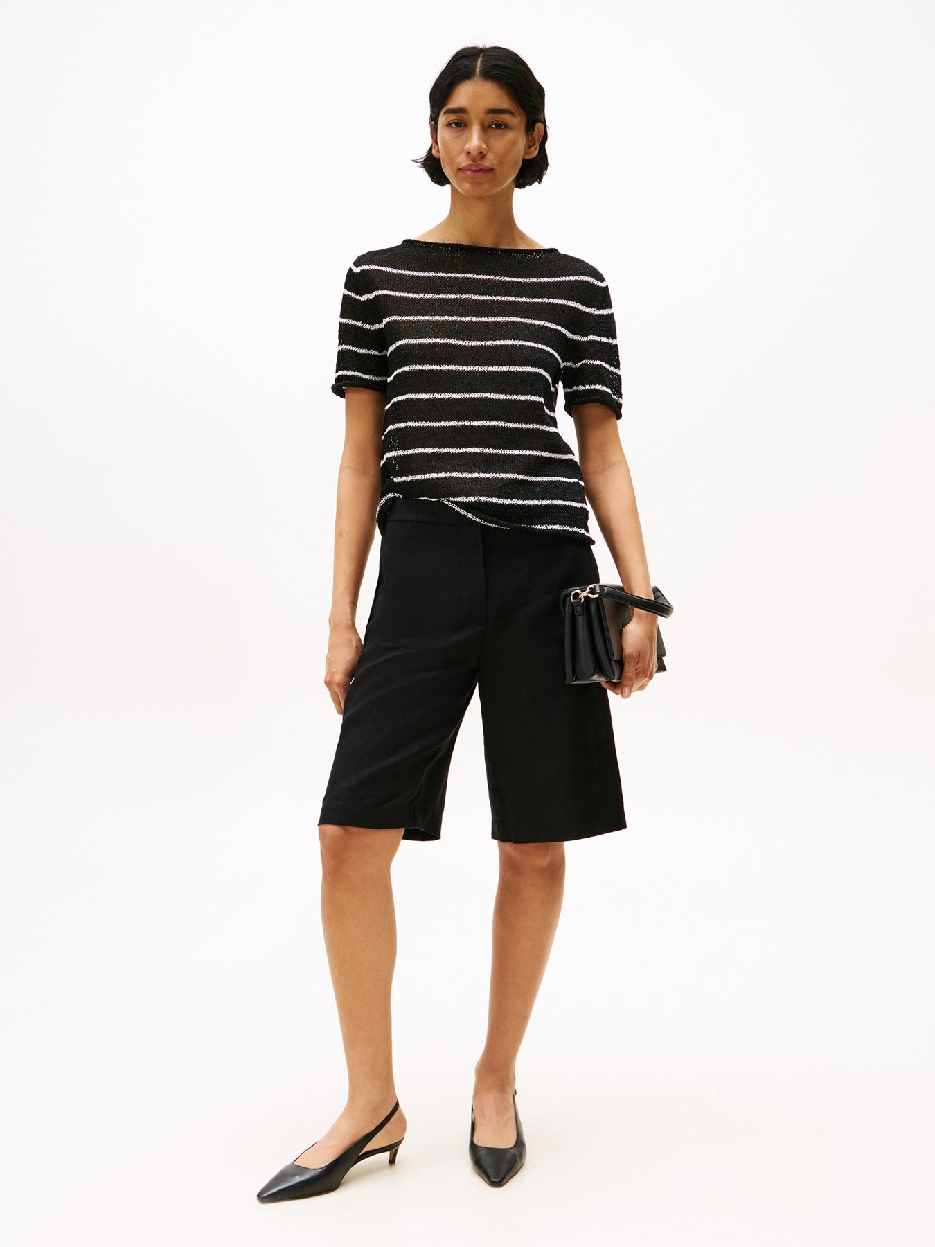 Linen Blend Slim Tailored Shorts