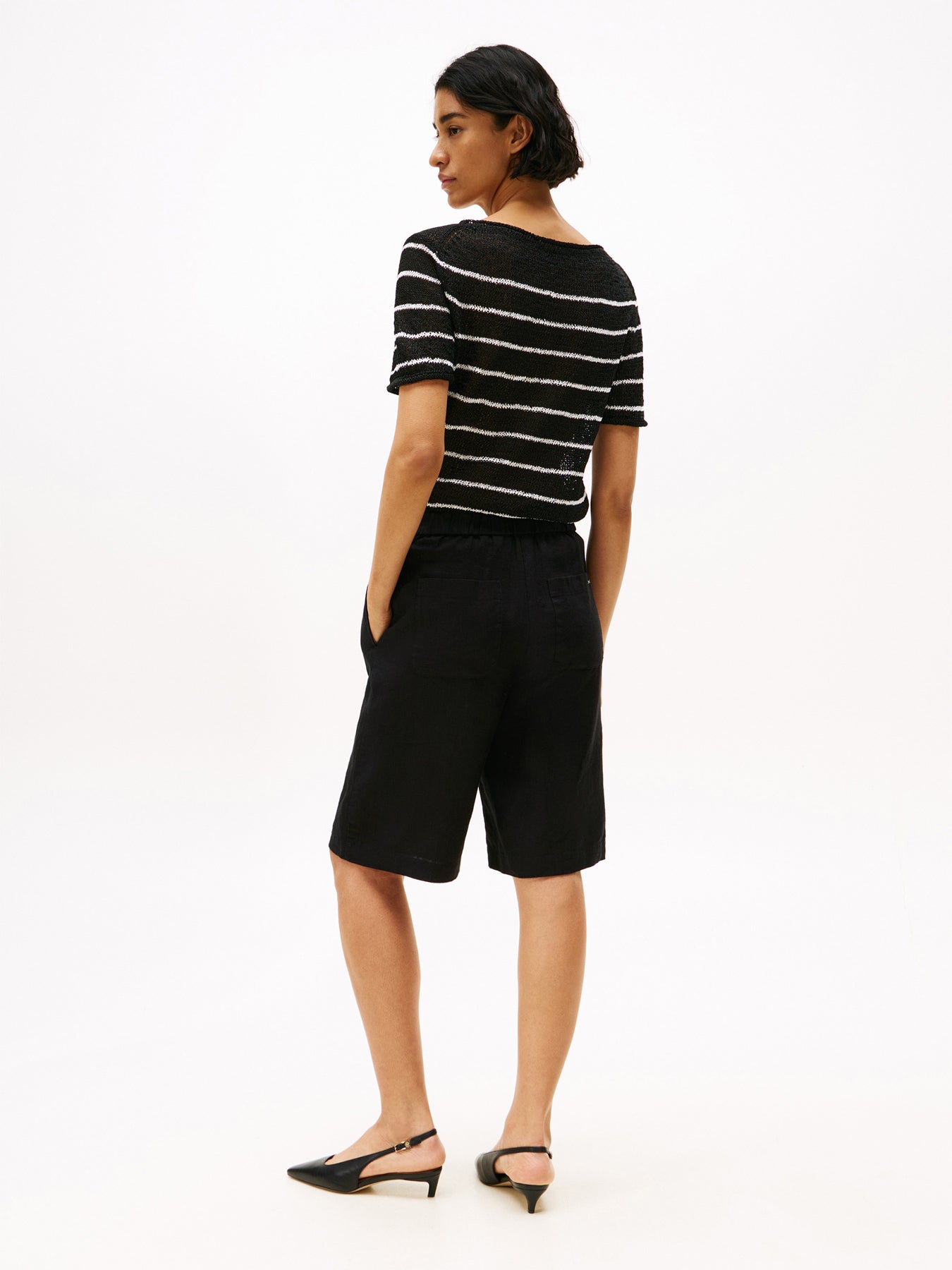 Linen Blend Slim Tailored Shorts