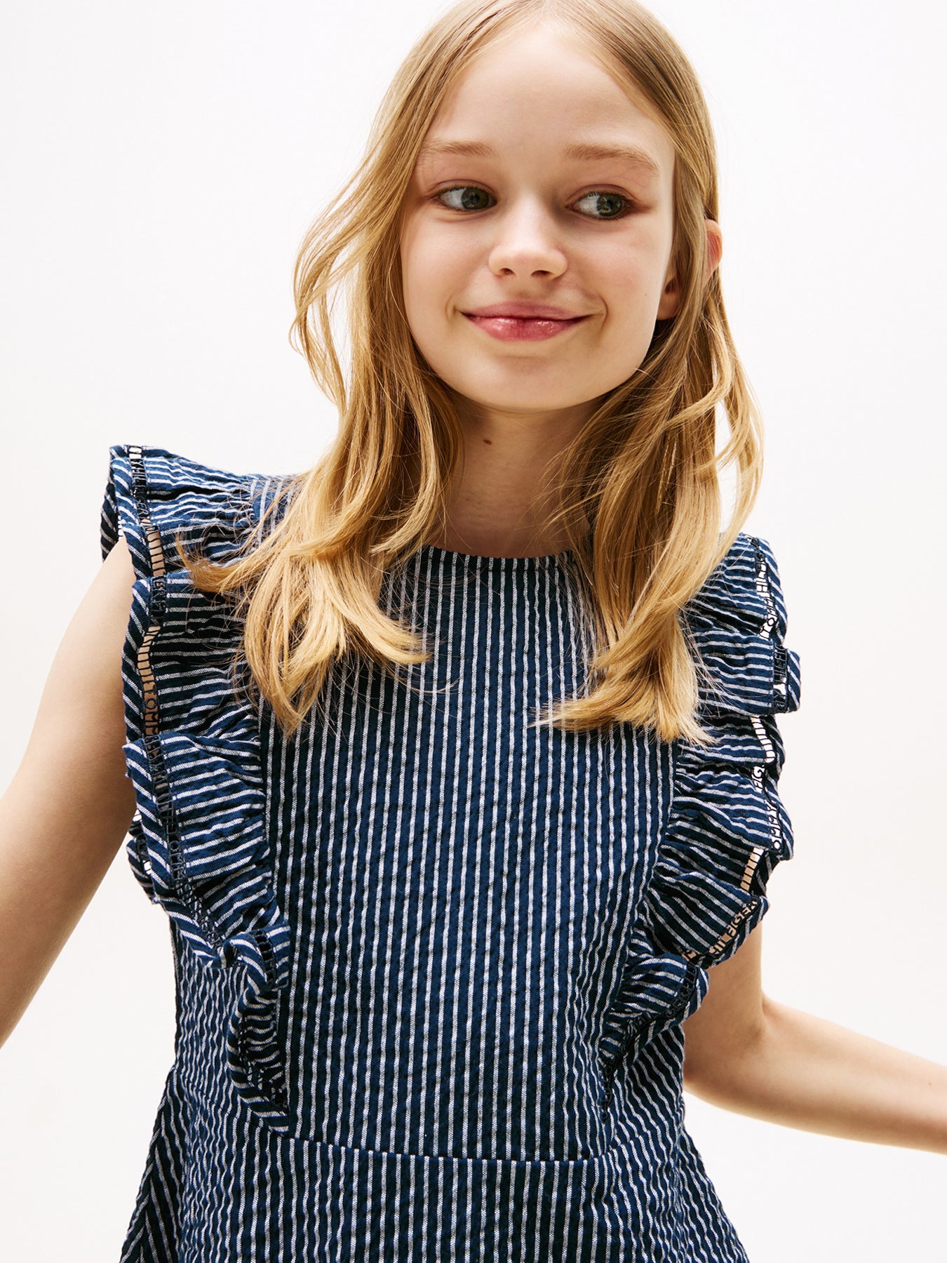 Kids' Ruffle Seersucker Fit And Flare Dress