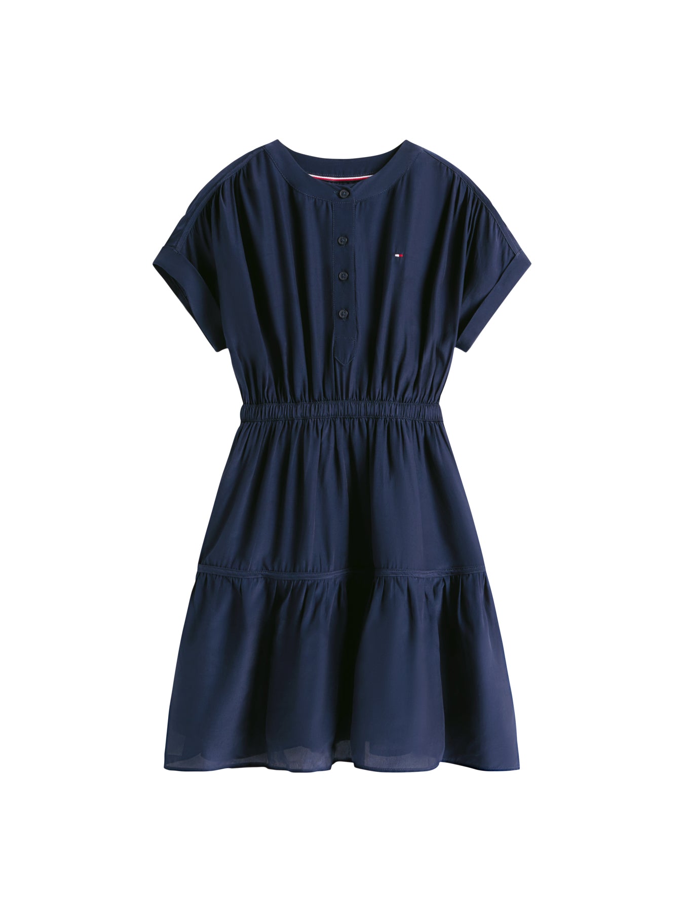 Short Sleeve Tiered Shirt Dress