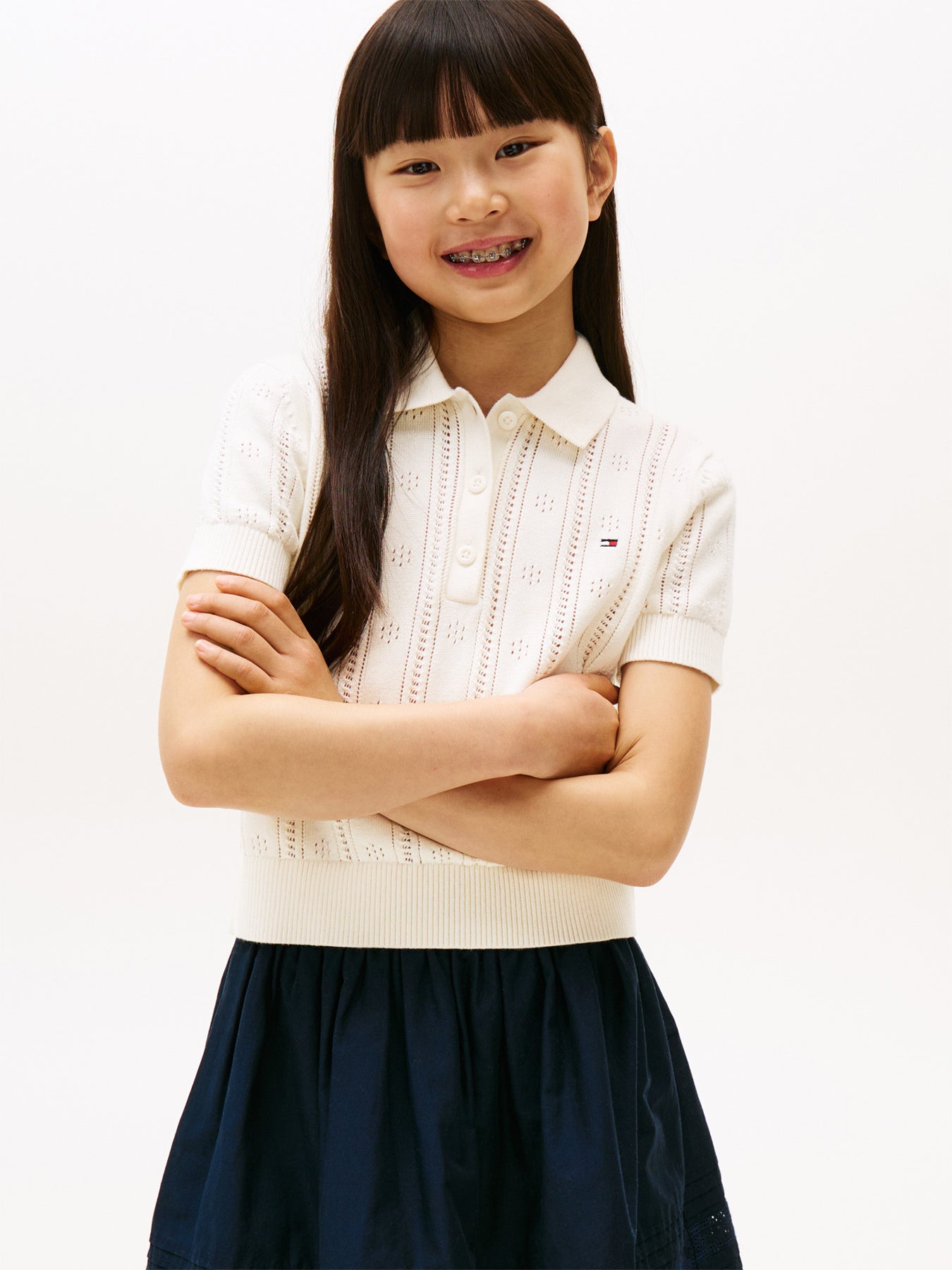 Pointelle Relaxed Polo Shirt