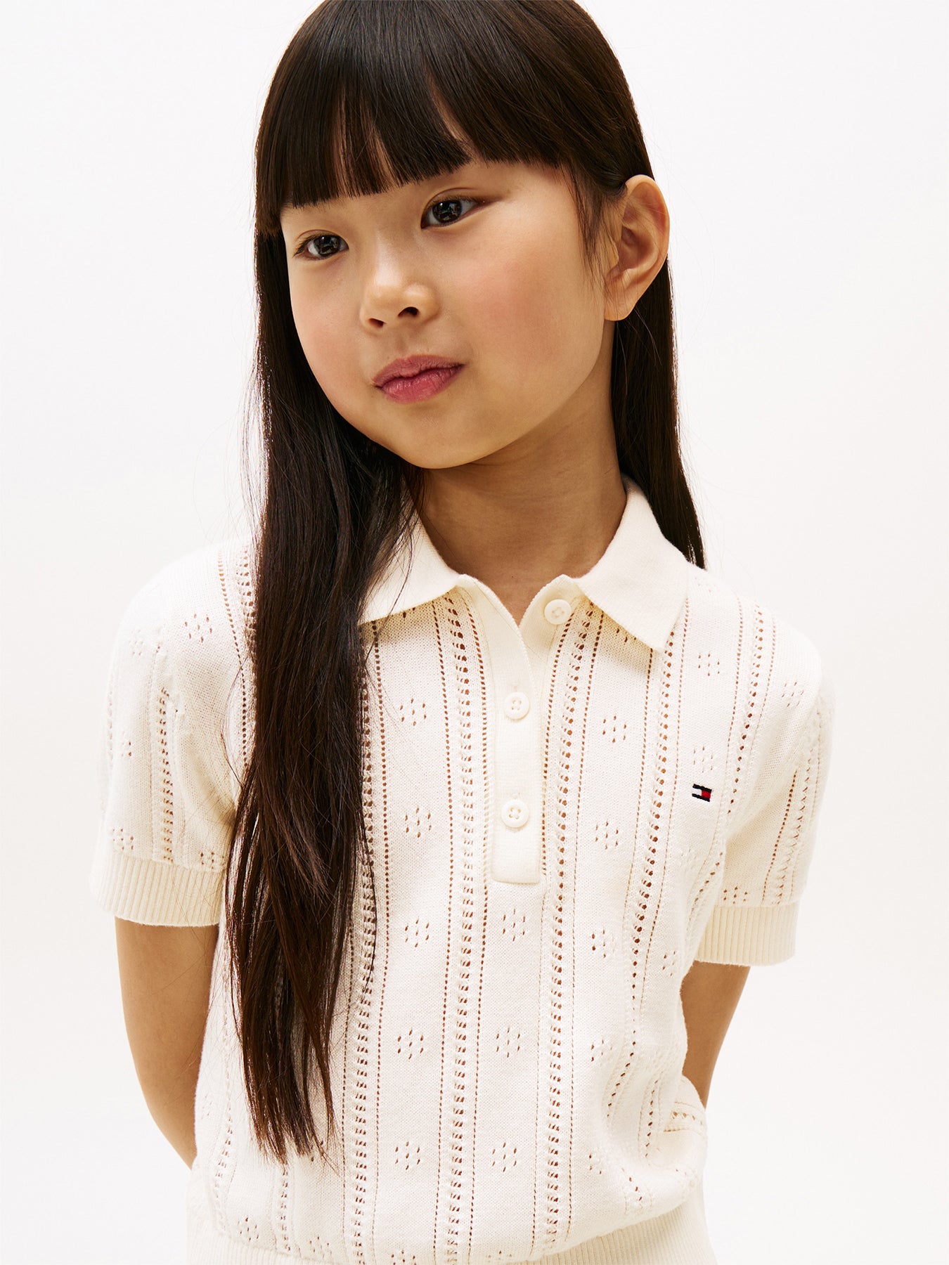 Pointelle Relaxed Polo Shirt