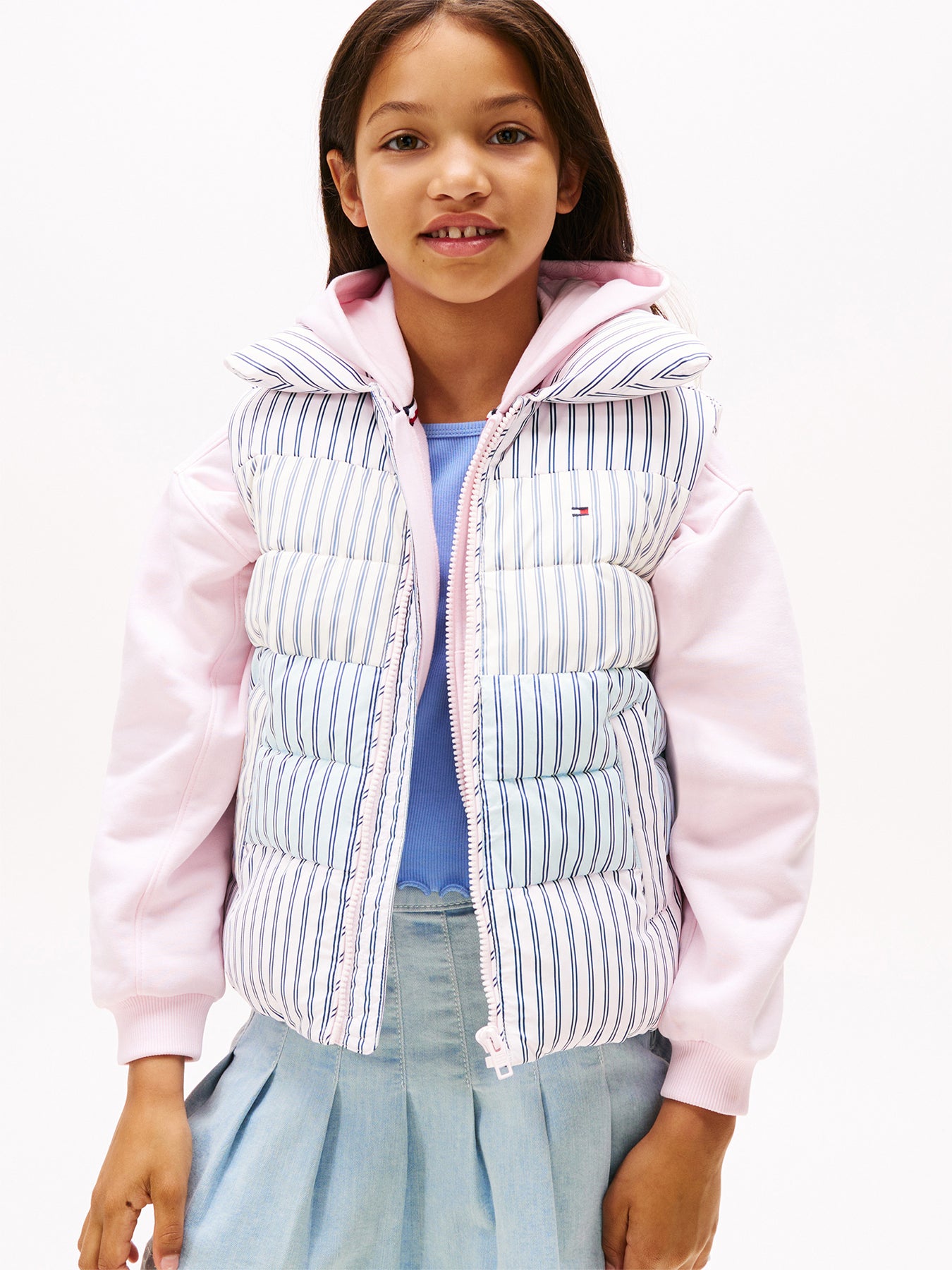 Mixed Stripe Relaxed Quilted Gilet