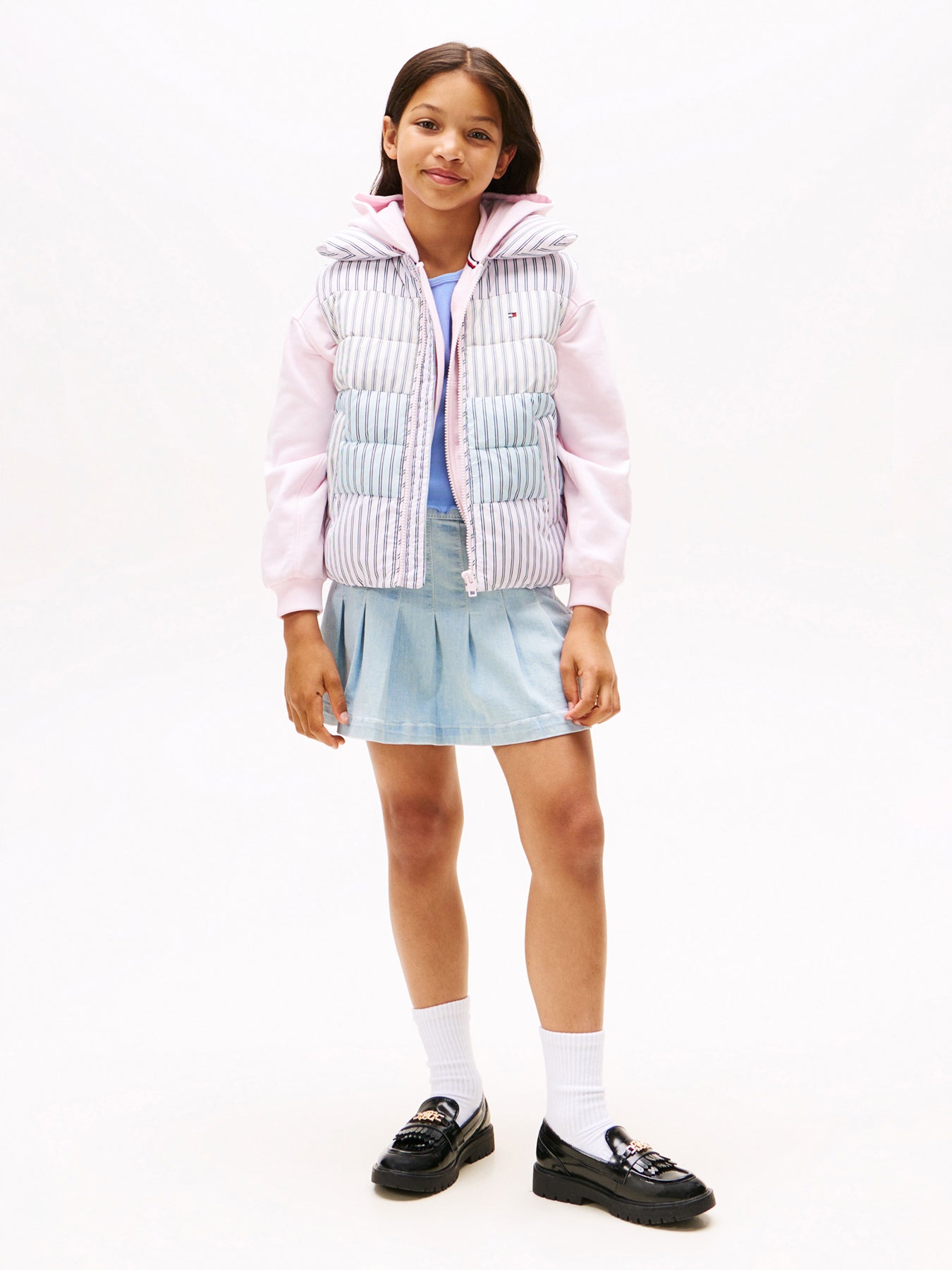 Mixed Stripe Relaxed Quilted Gilet
