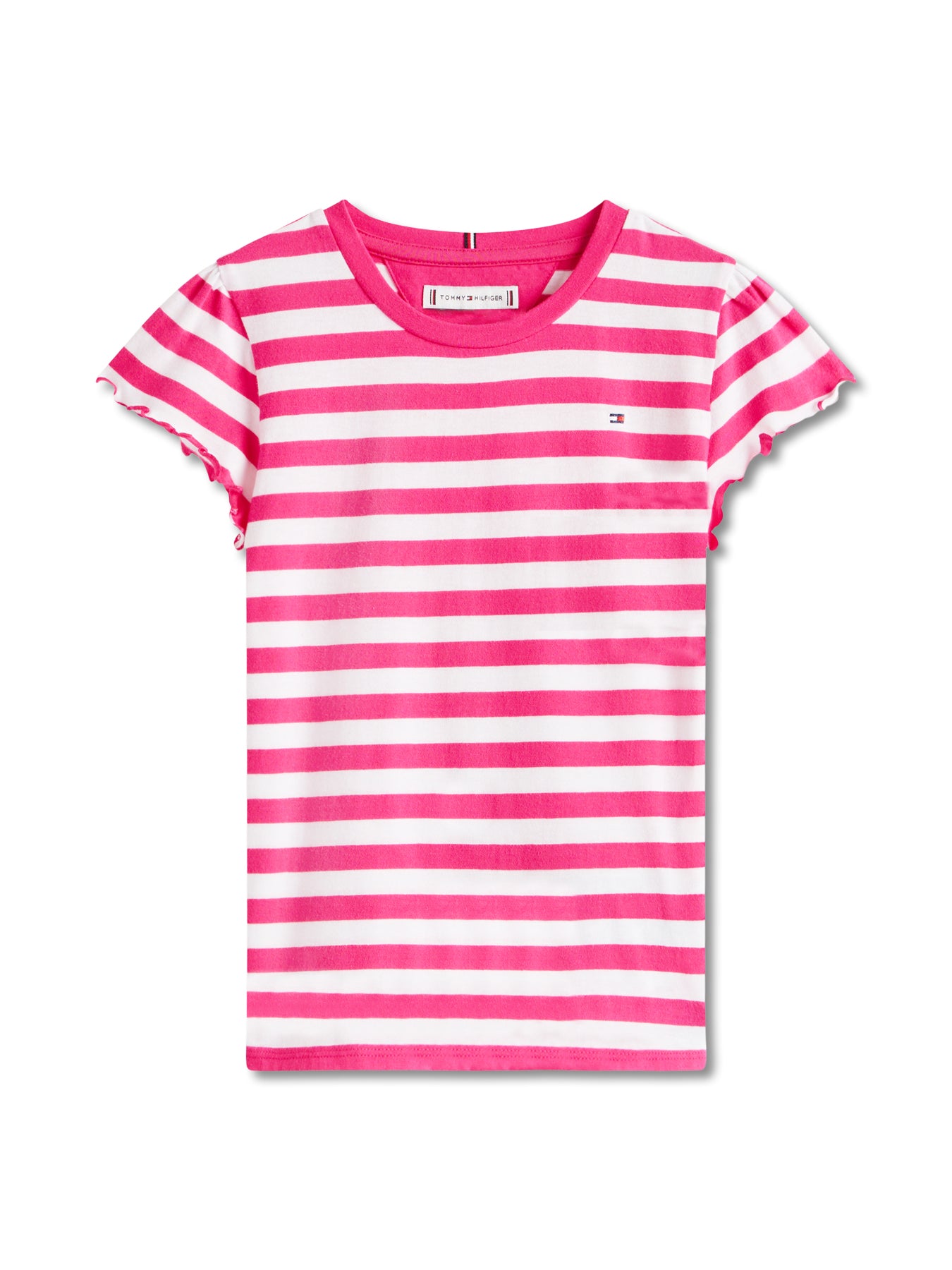 Stripe Ruffle Sleeve Slim Top