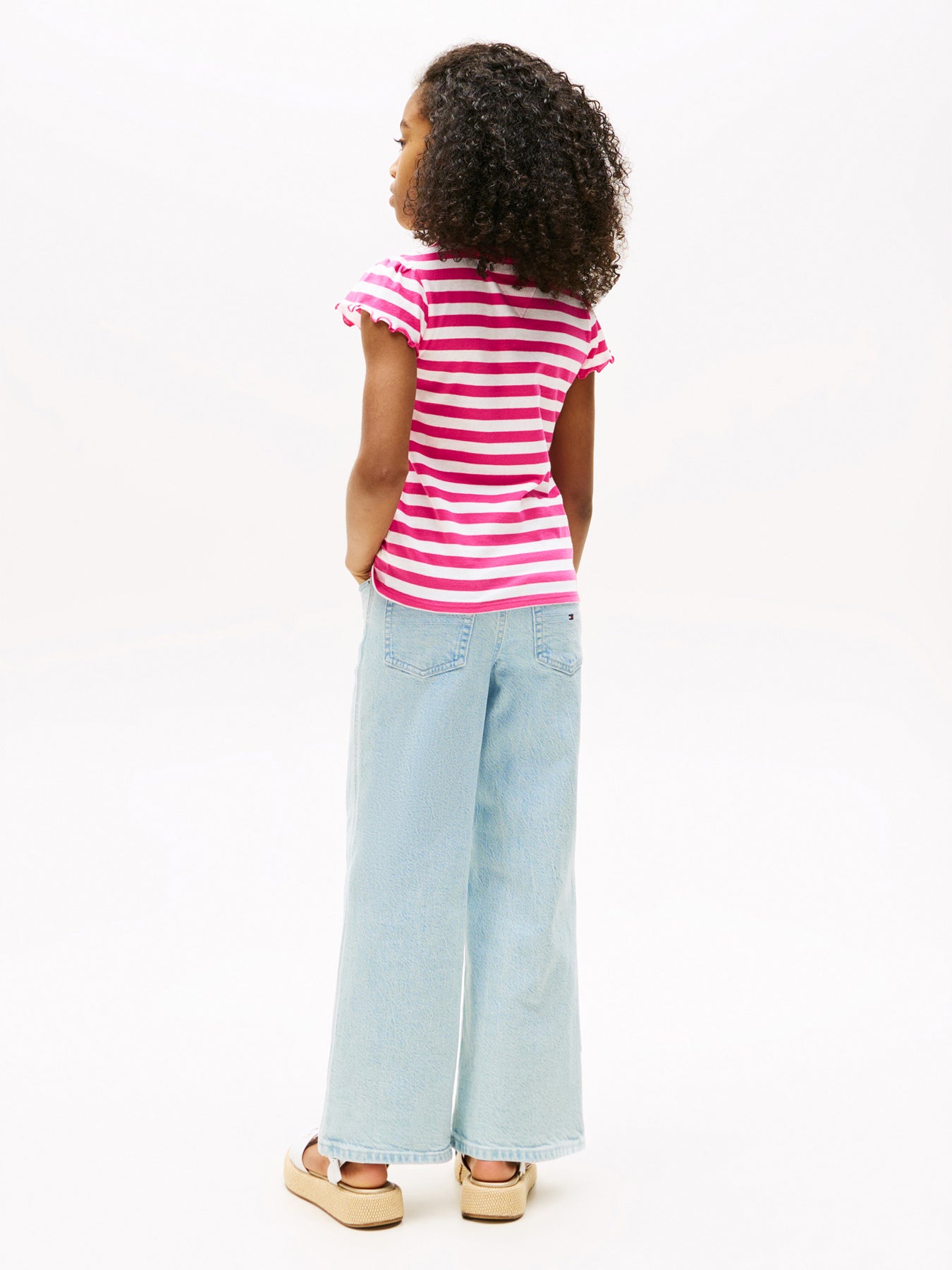 Stripe Ruffle Sleeve Slim Top