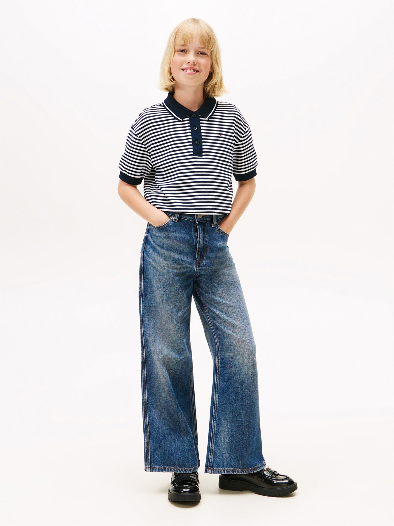 Vintage Wash Logo Jeans Blue