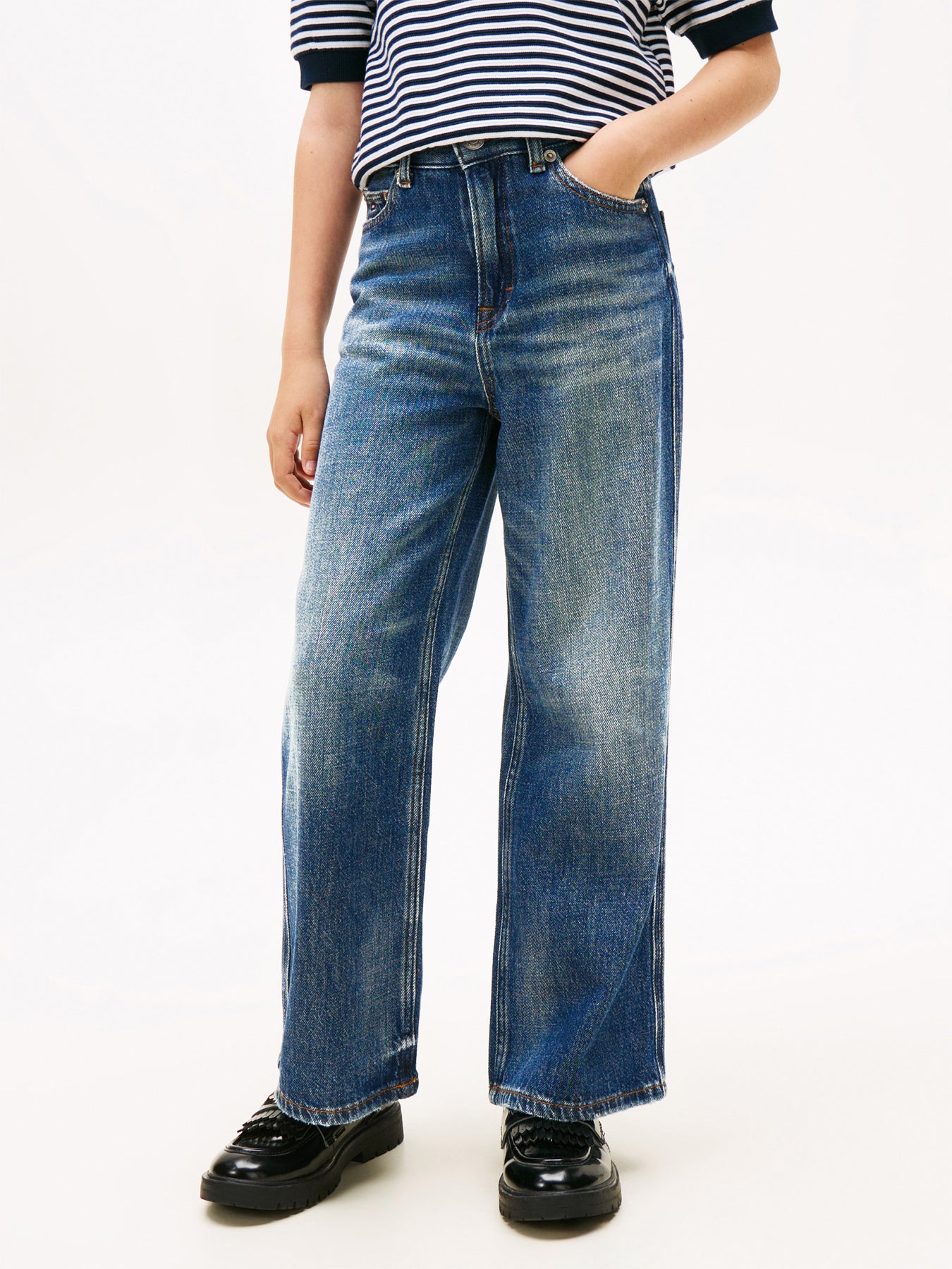 Vintage Wash Logo Jeans Blue