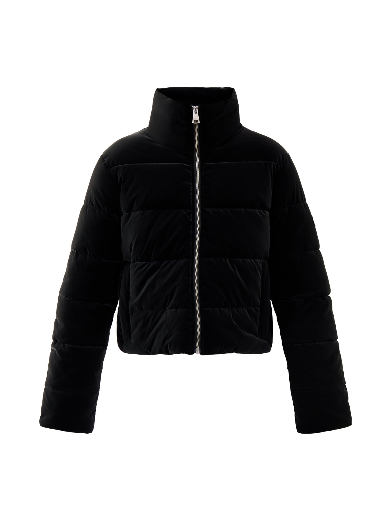 Womens Barbour International Hudson Faux Velvet Puffer Jacket Black