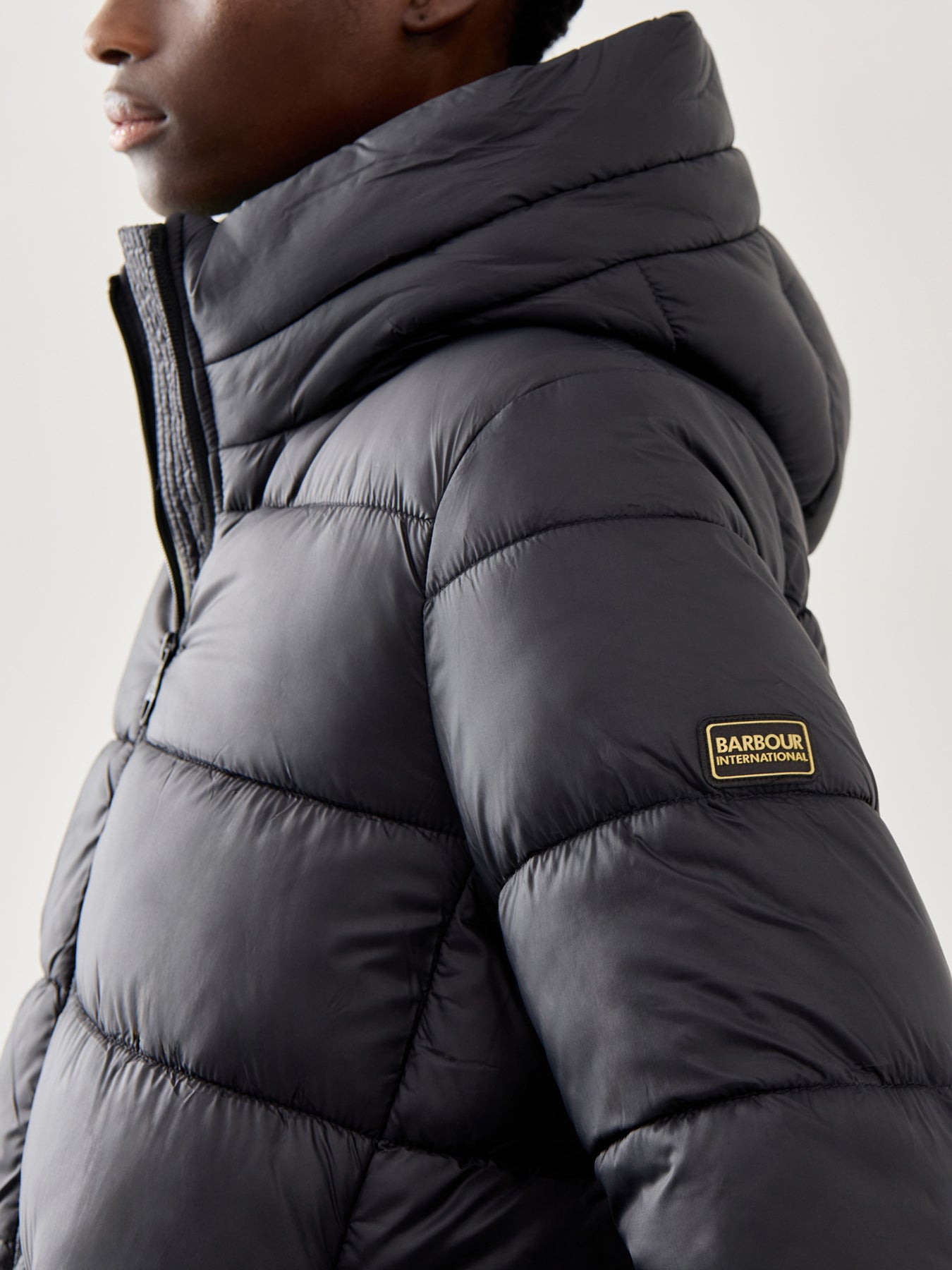Womens Barbour International Longline Olivios Puffer Jacket Black