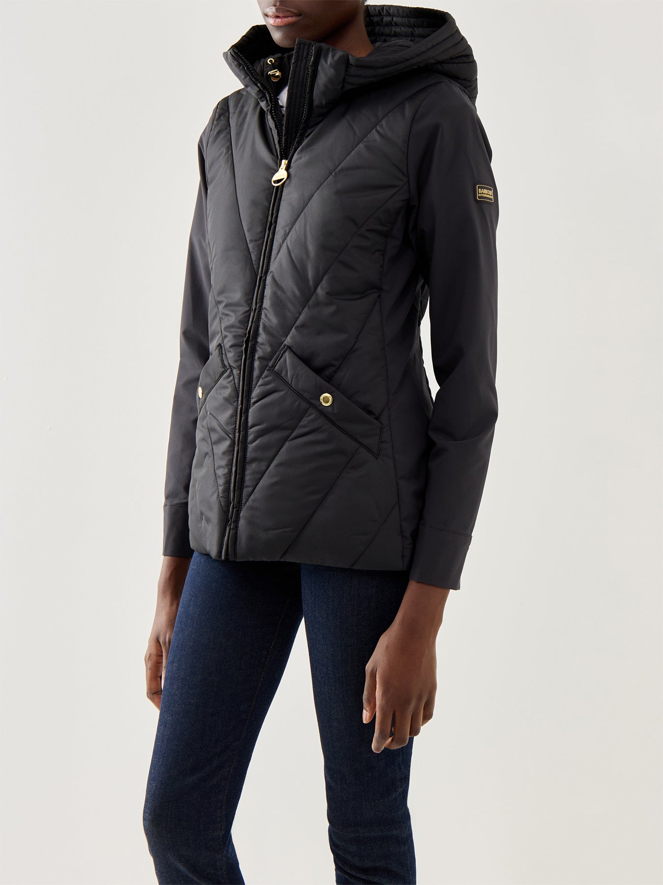 Womens Barbour International Diablo Quilted Sweat Black