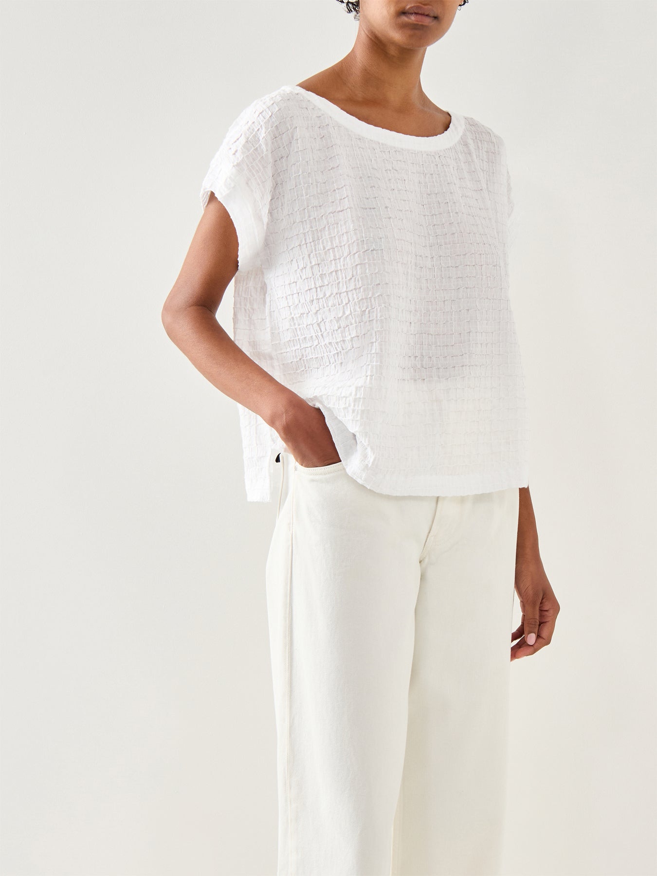 Ballet Neck Square Top White