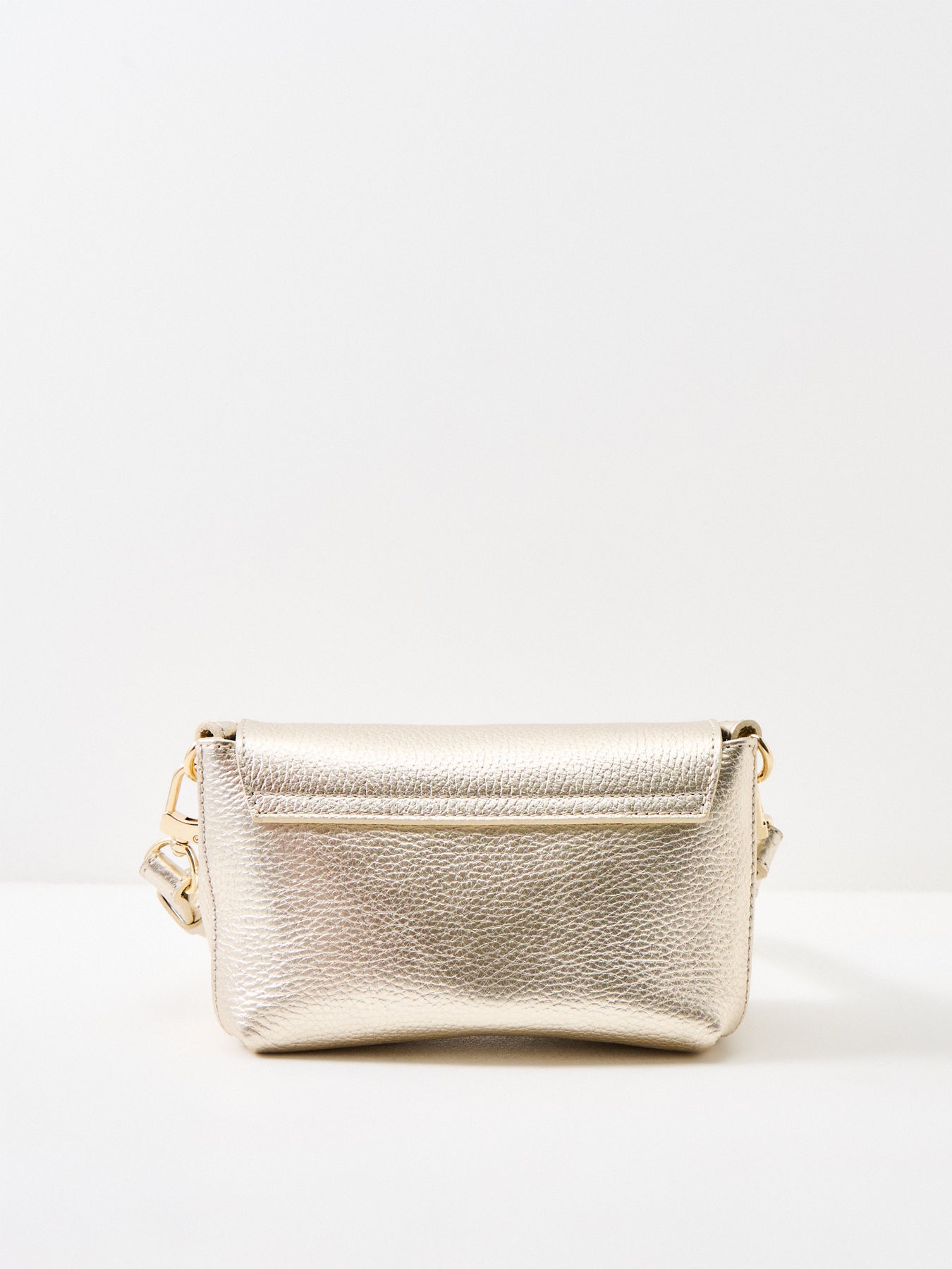 Maddie Gold Leather Crossbody Bag Gold