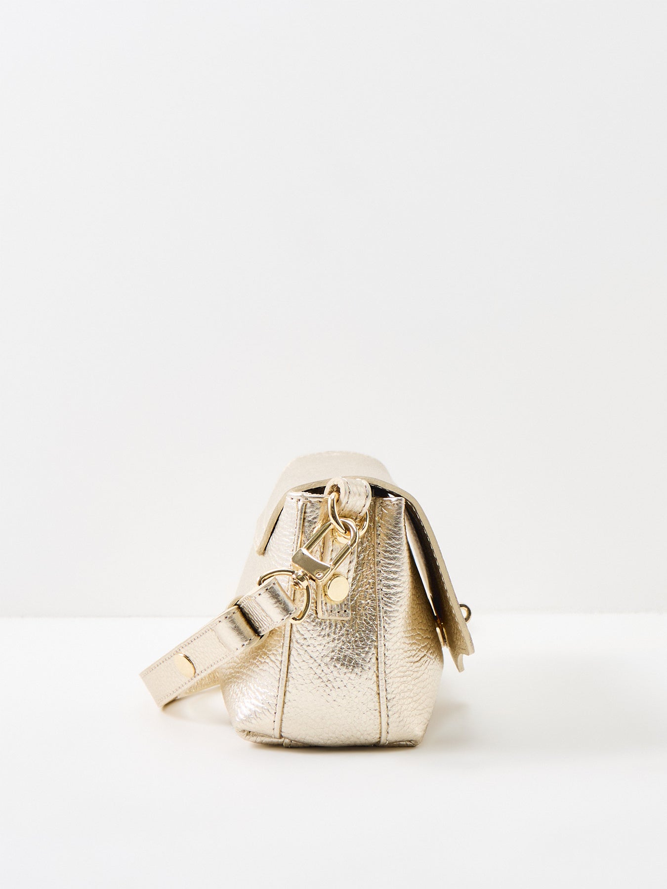 Maddie Gold Leather Crossbody Bag Gold
