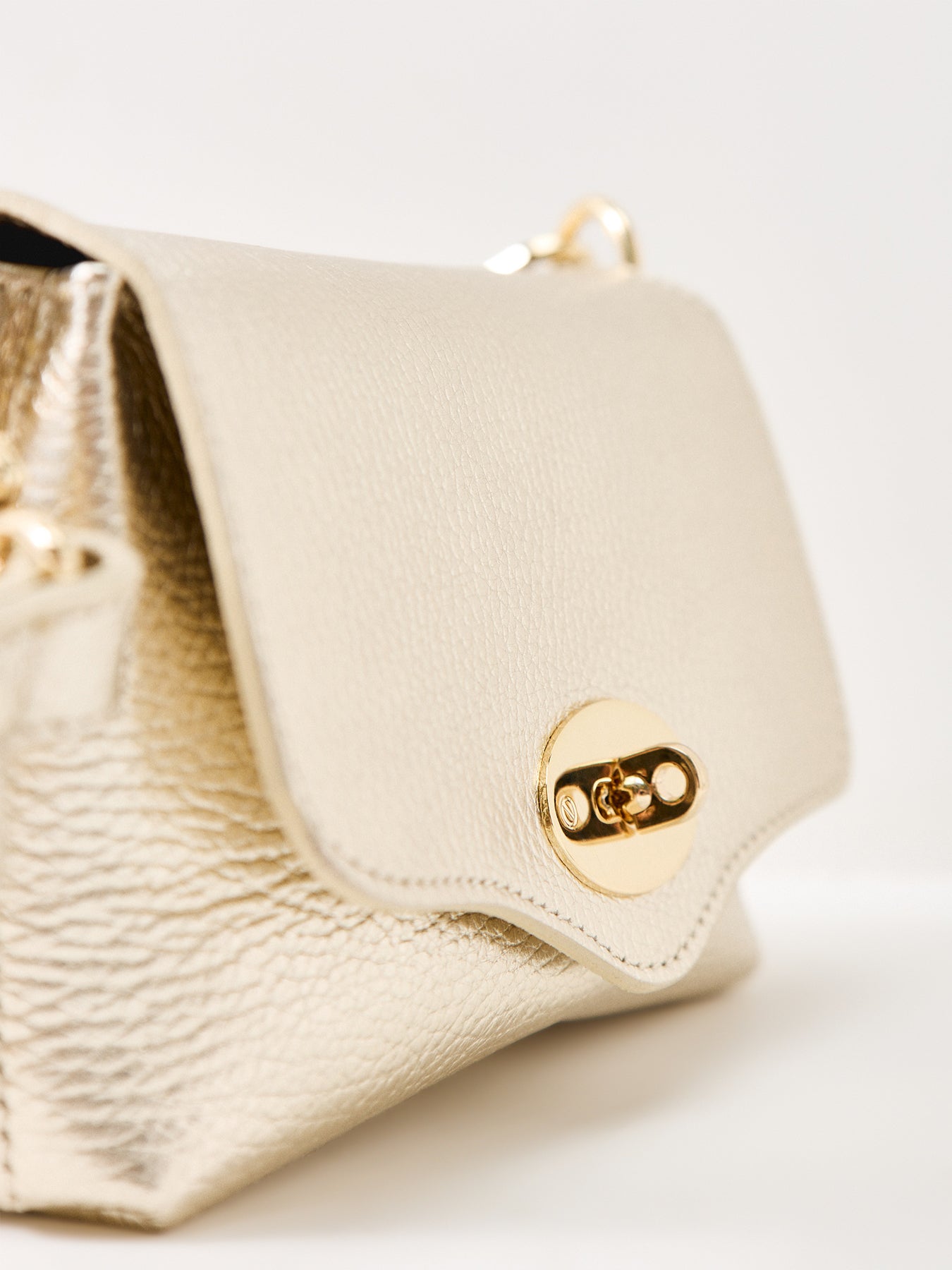 Maddie Gold Leather Crossbody Bag Gold