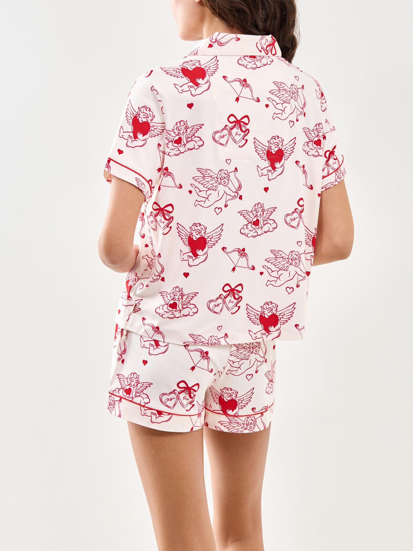 Valentine’s Cupid Print Short Pyjama Set Pink