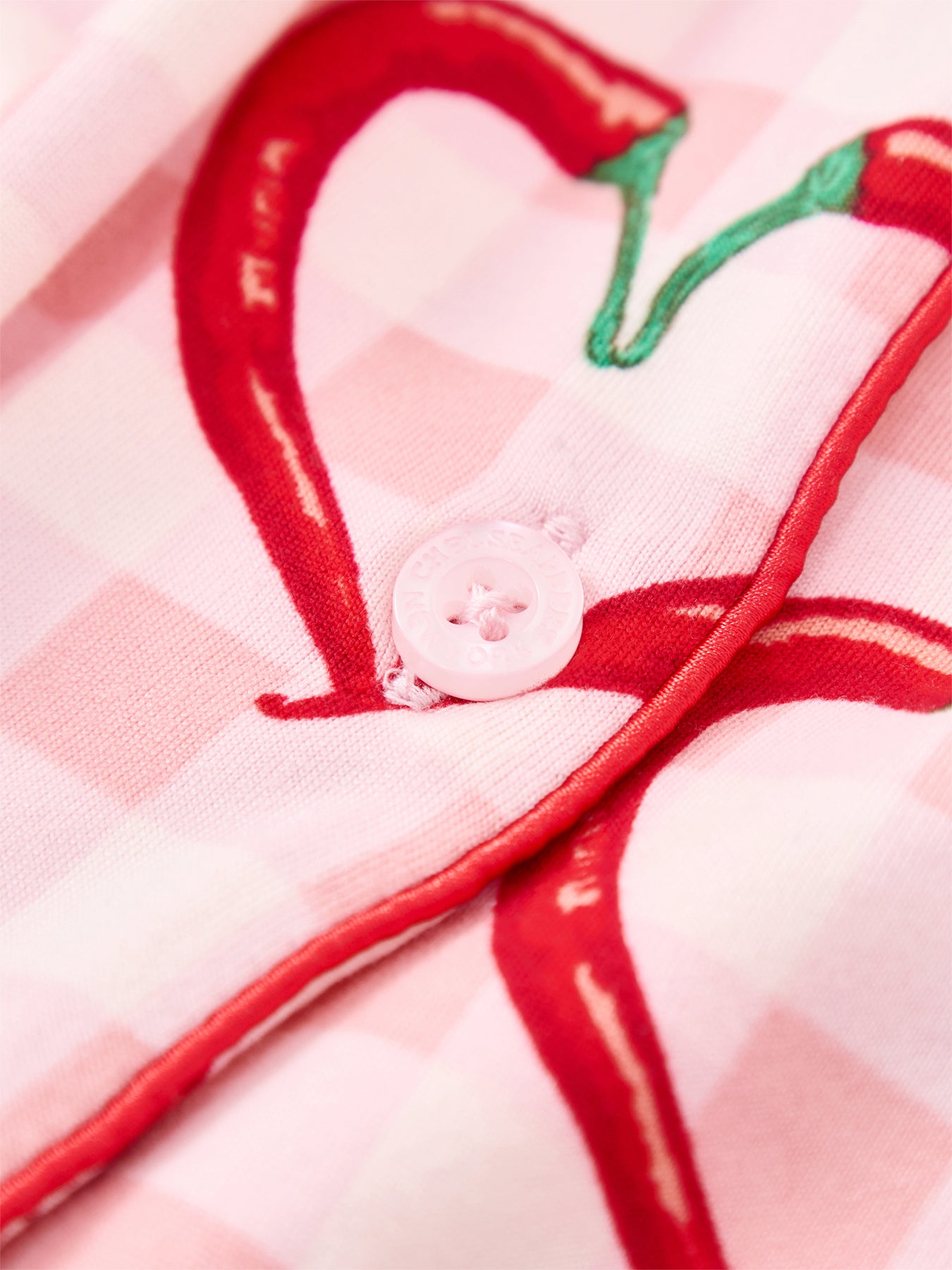 Chilli Heart Gingham Long Pyjama Set Pink
