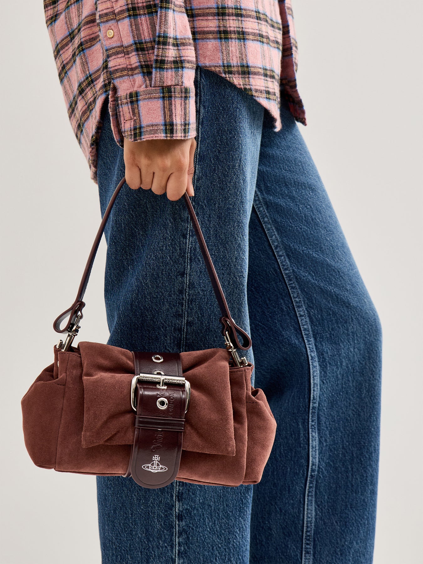 Hazel Suede Treasure Handbag Brown