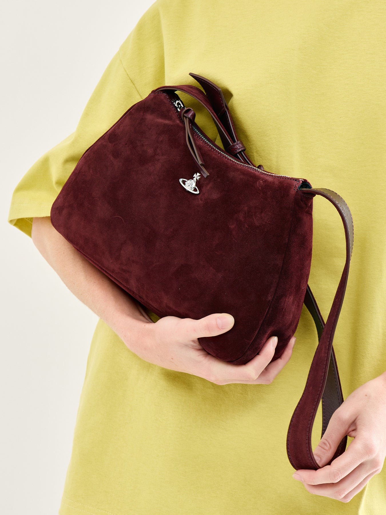 Kate Suede Shoulder Bag Burgundy
