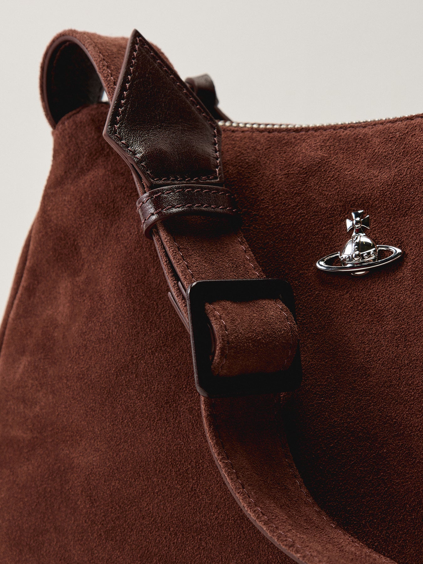 Kate Suede Shoulder Bag Chocolate Brown